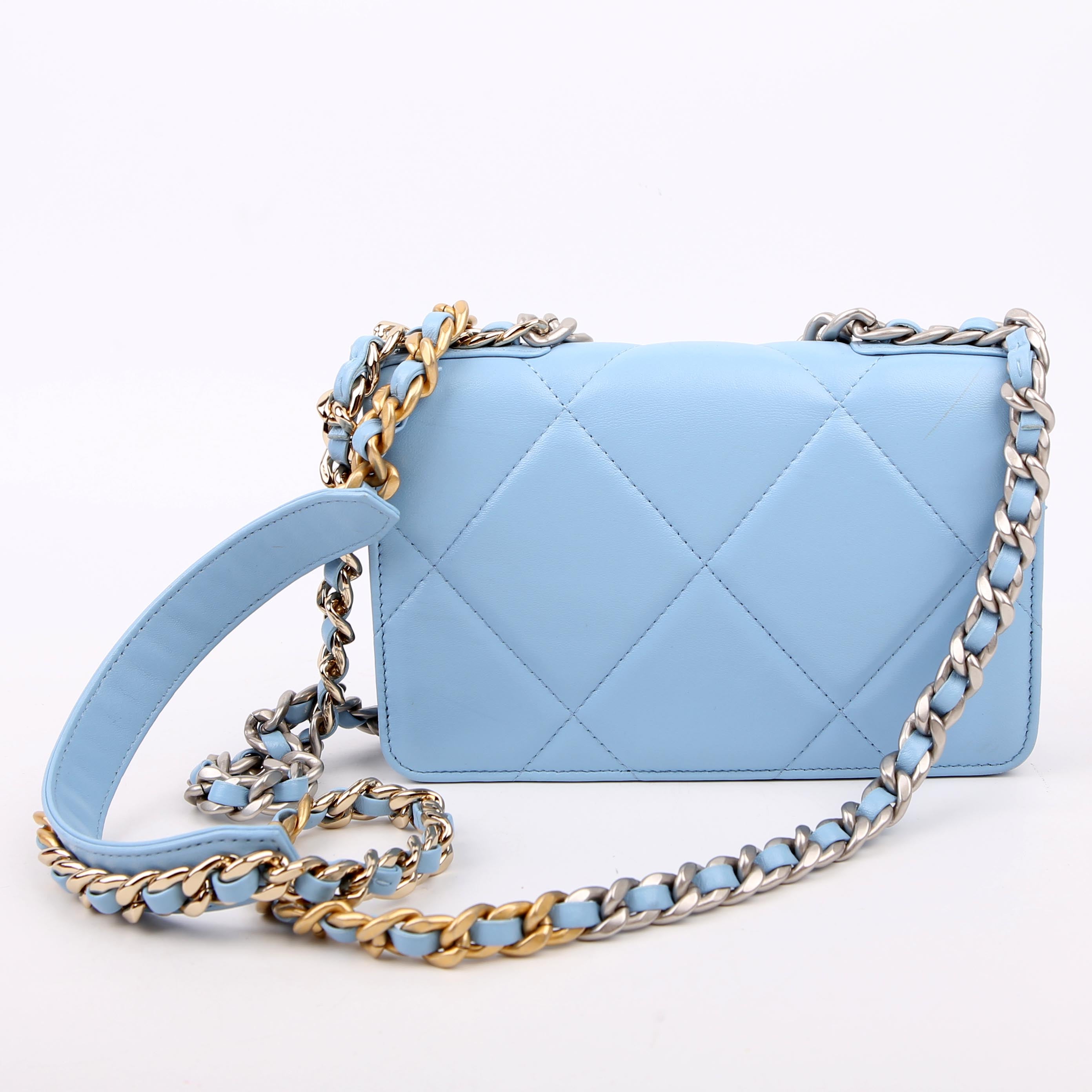 Chanel Chanel 19 WOC Quilted Lambskin RFID Blue