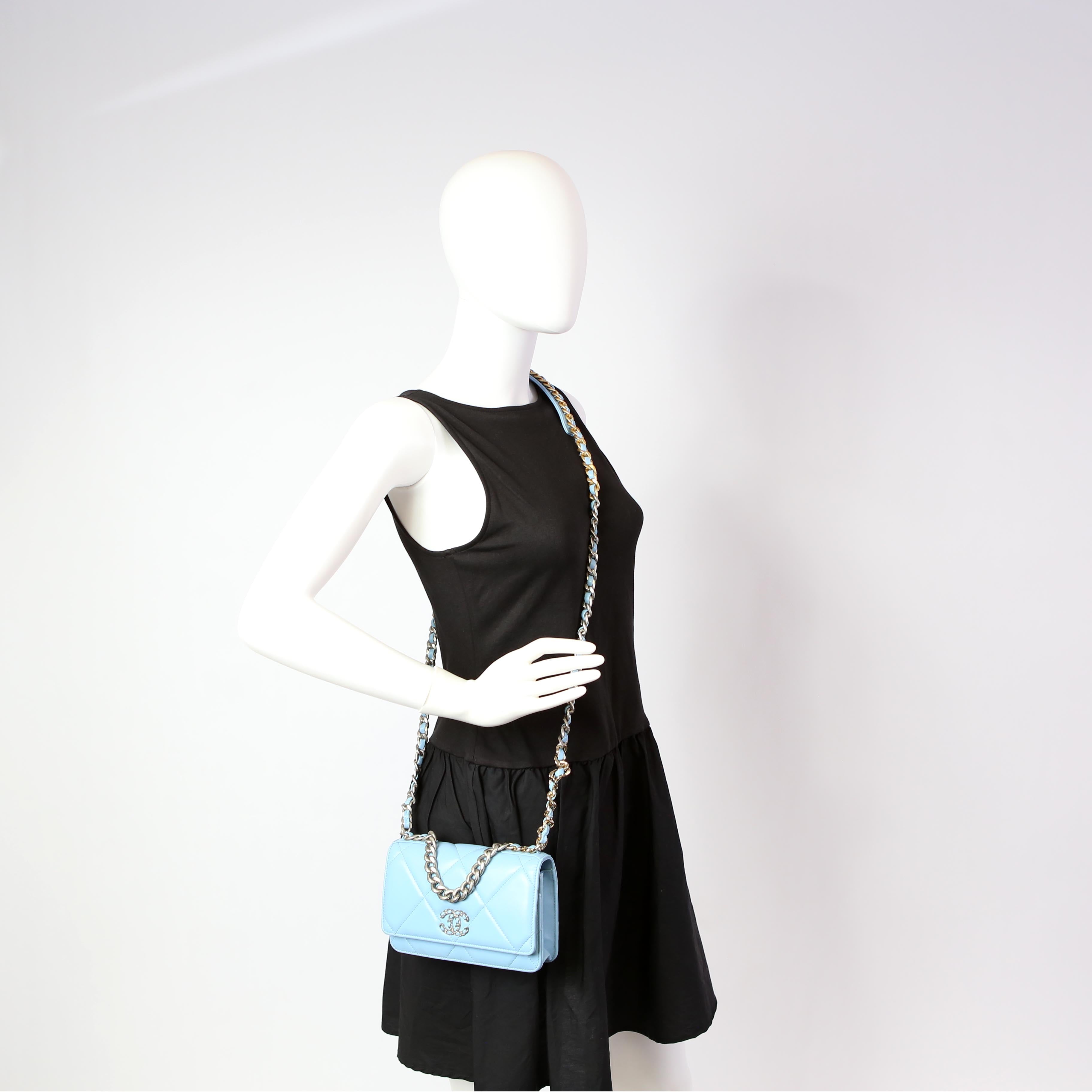 Chanel Chanel 19 WOC Quilted Lambskin RFID Blue