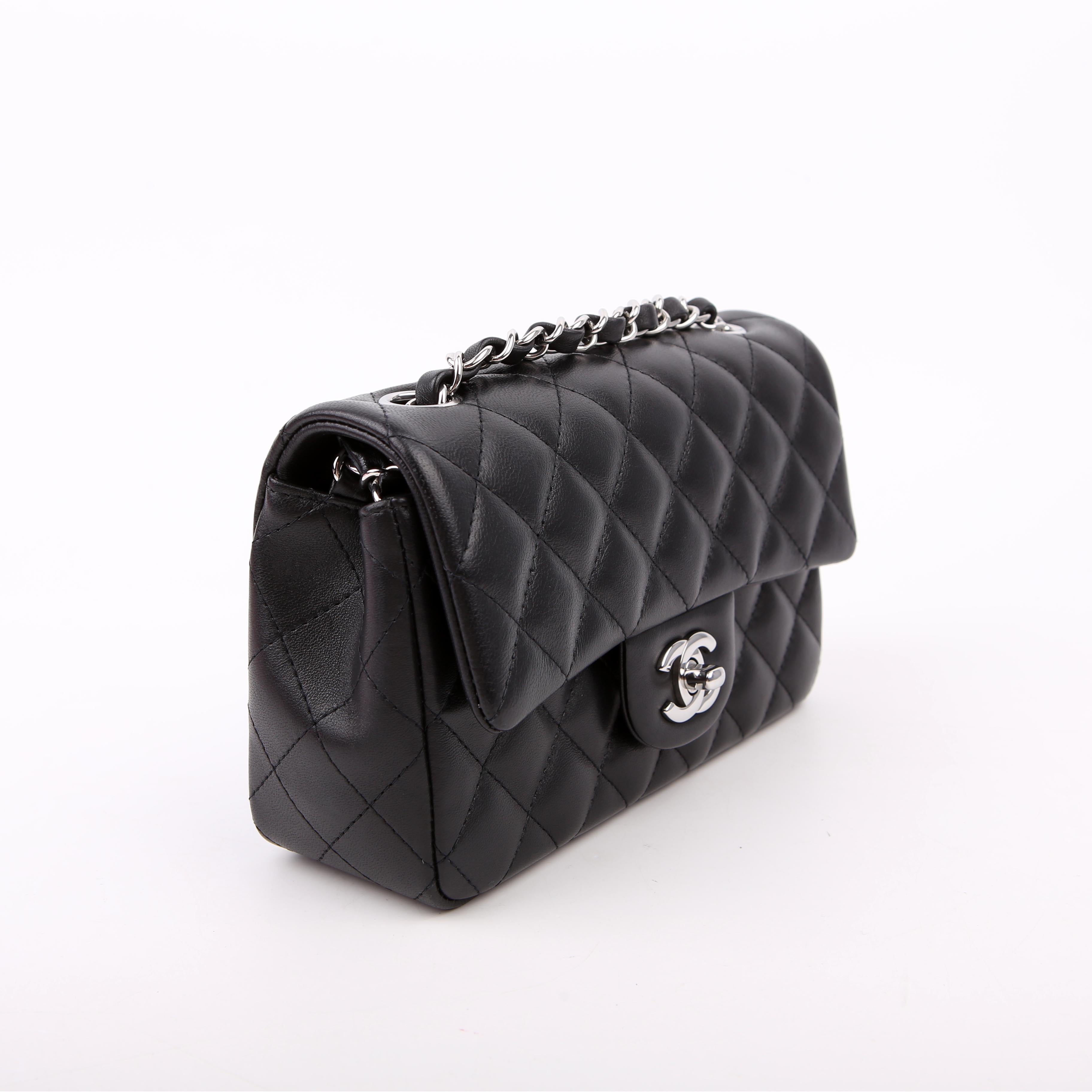 Chanel Classic Flap Mini Rectangle Lambskin RFID Black/Silver
