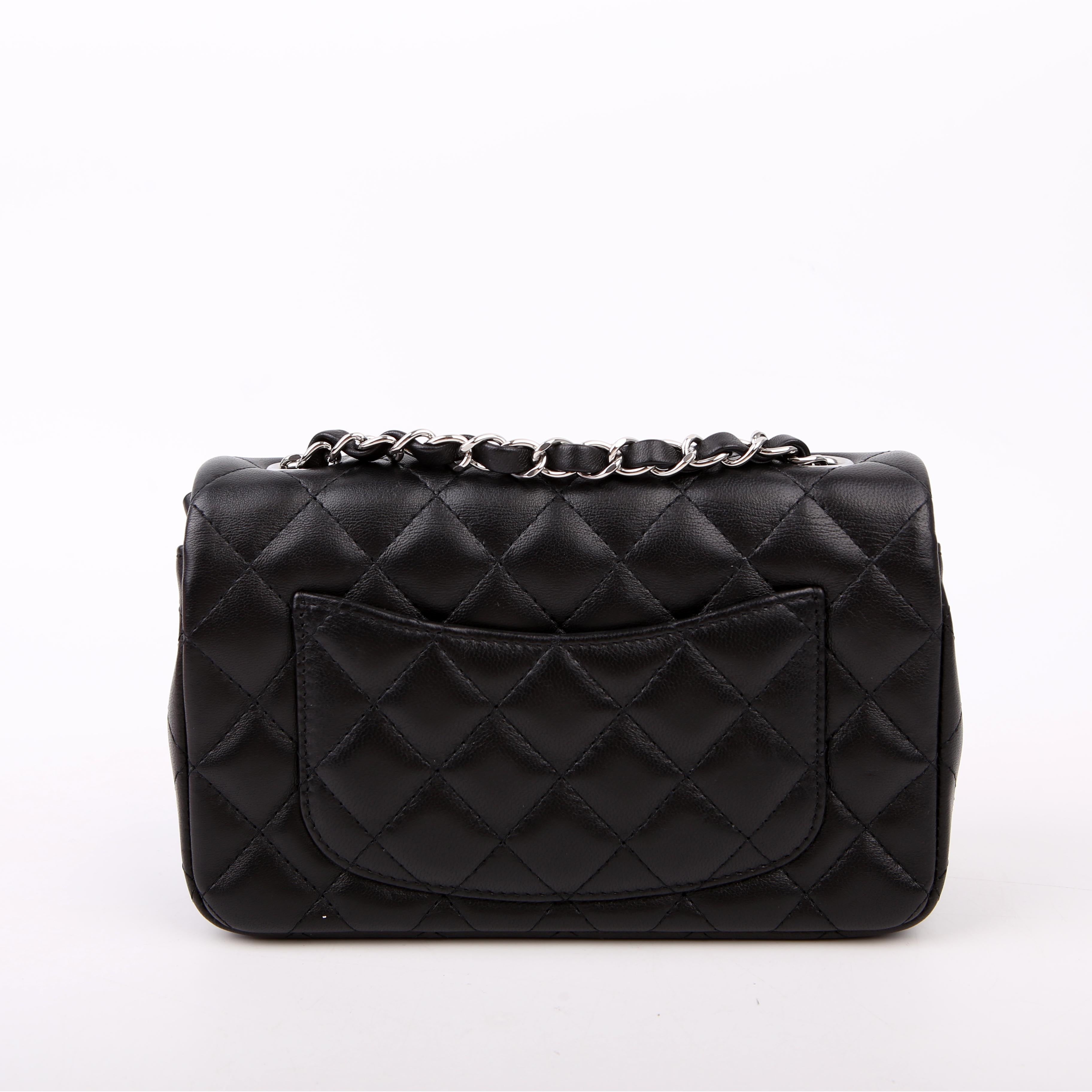 Chanel Classic Flap Mini Rectangle Lambskin RFID Black/Silver