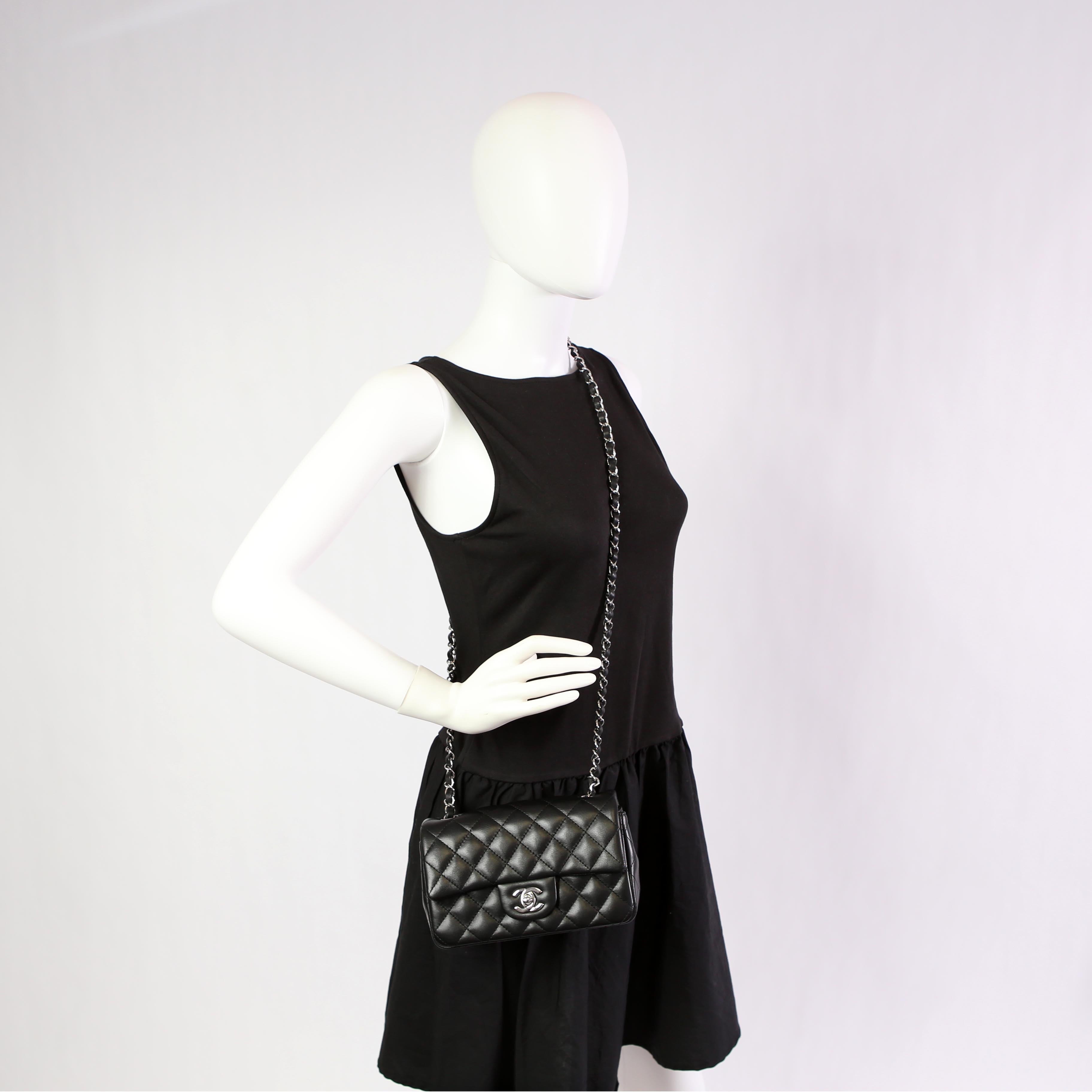 Chanel Classic Flap Mini Rectangle Lambskin RFID Black/Silver