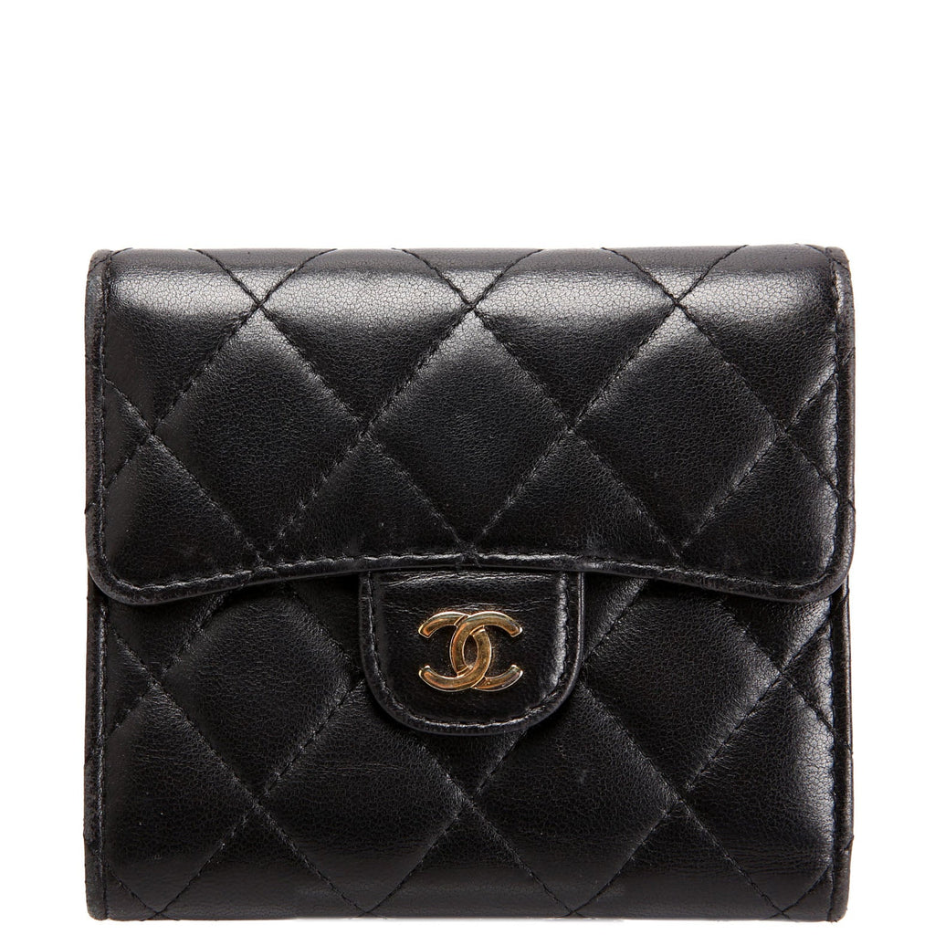 Chanel Classic Compact Flap Wallet Lambskin 22M Black