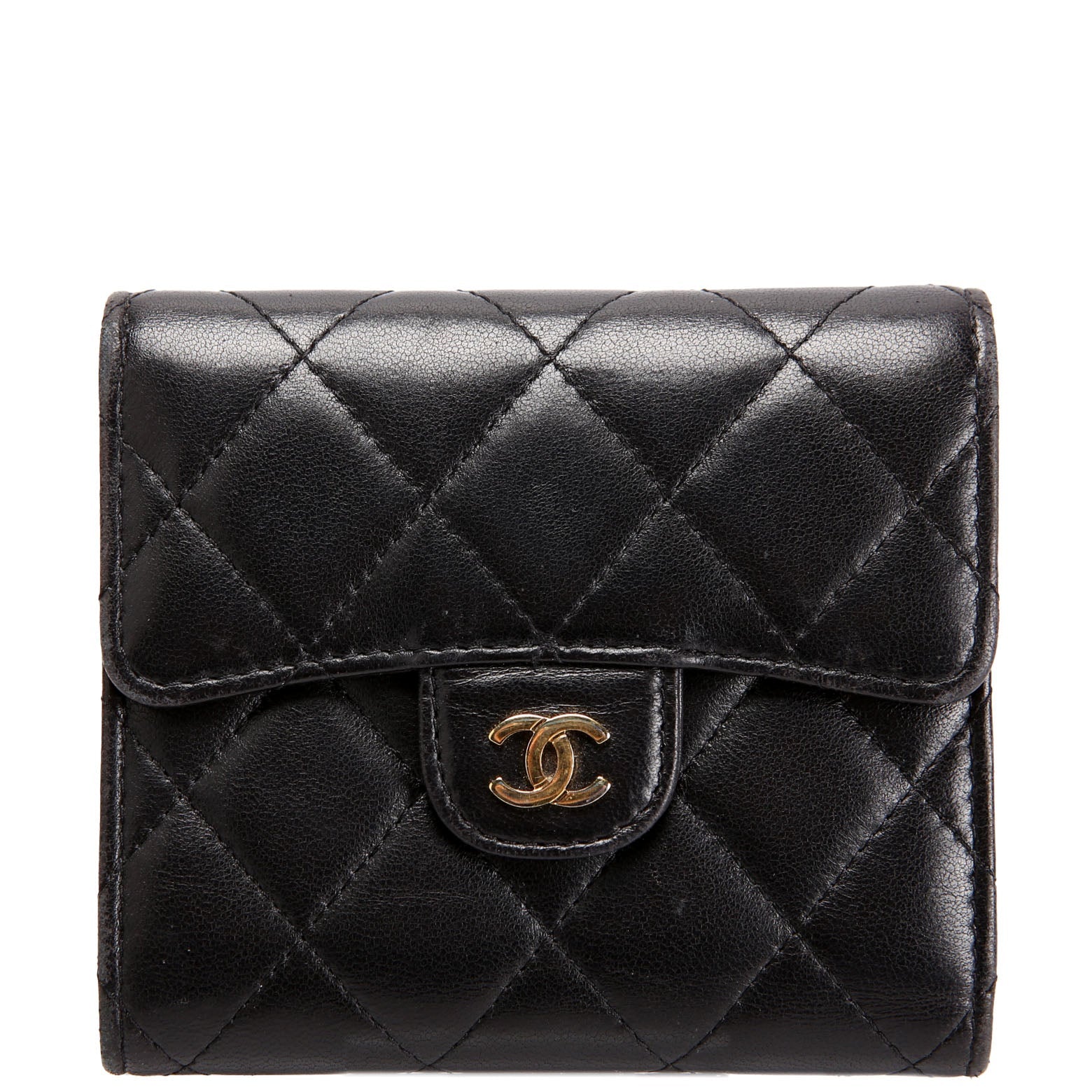 Chanel Classic Compact Flap Wallet Lambskin 22M Black