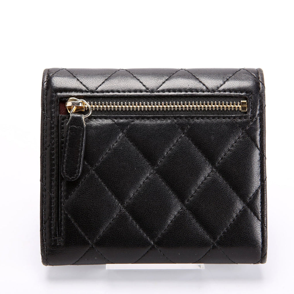 Chanel Classic Compact Flap Wallet Lambskin 22M Black