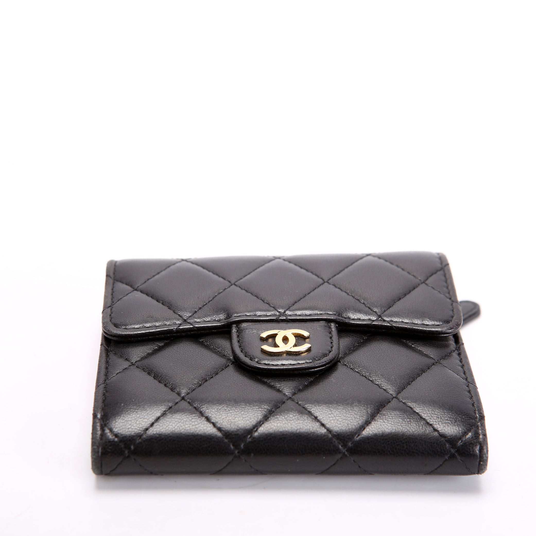 Chanel Classic Compact Flap Wallet Lambskin 22M Black