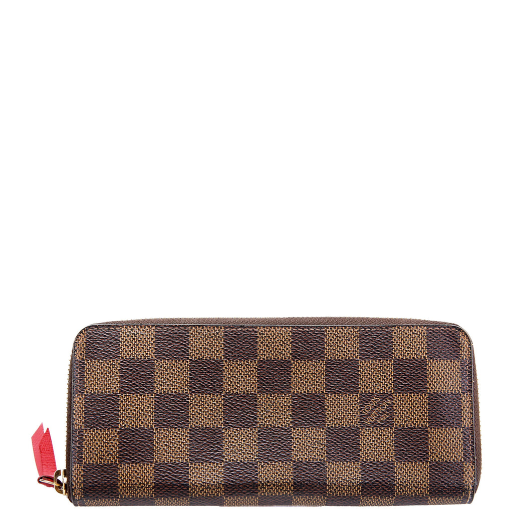 Louis Vuitton Clemence Wallet Damier Ebene Red