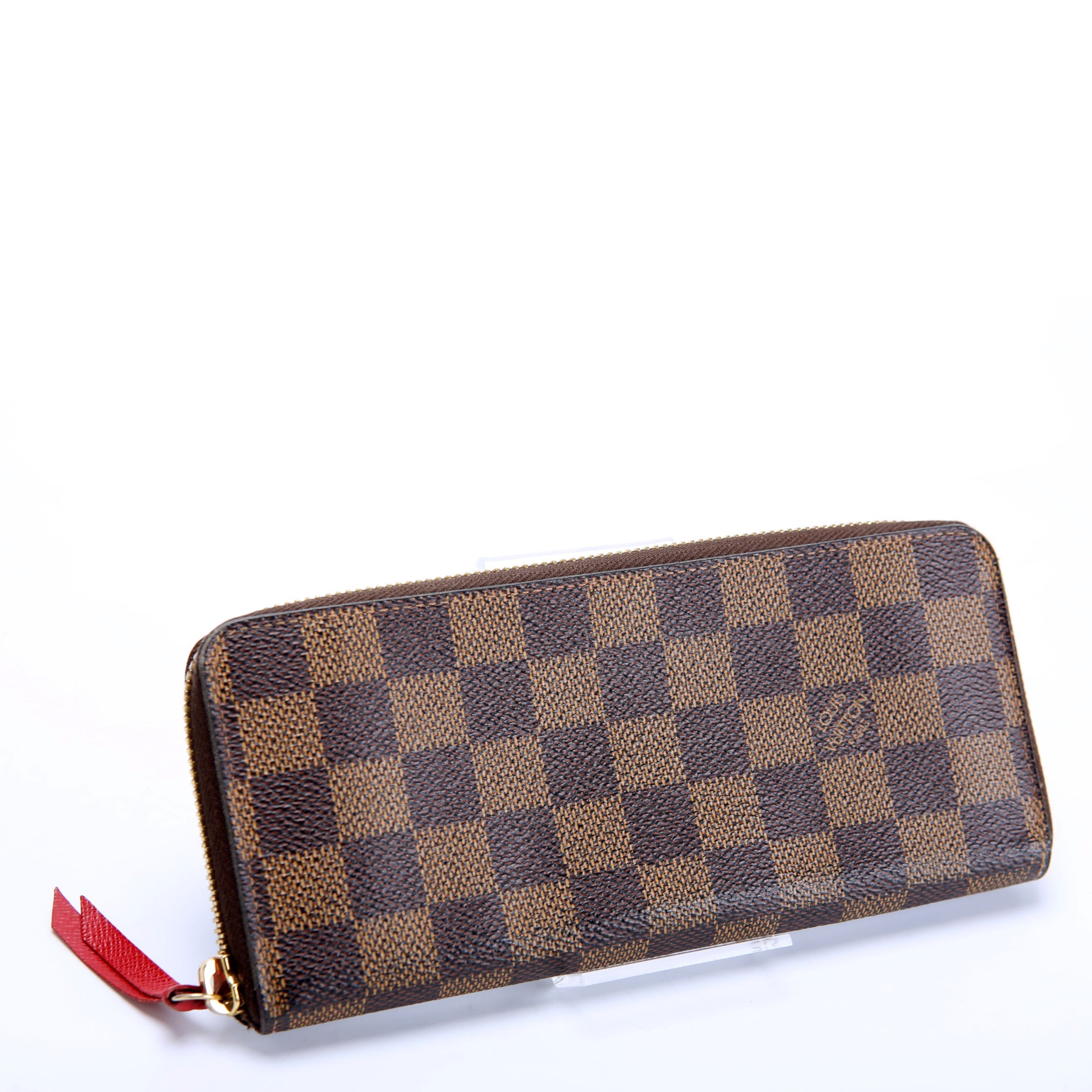 Louis Vuitton Clemence Wallet Damier Ebene Red