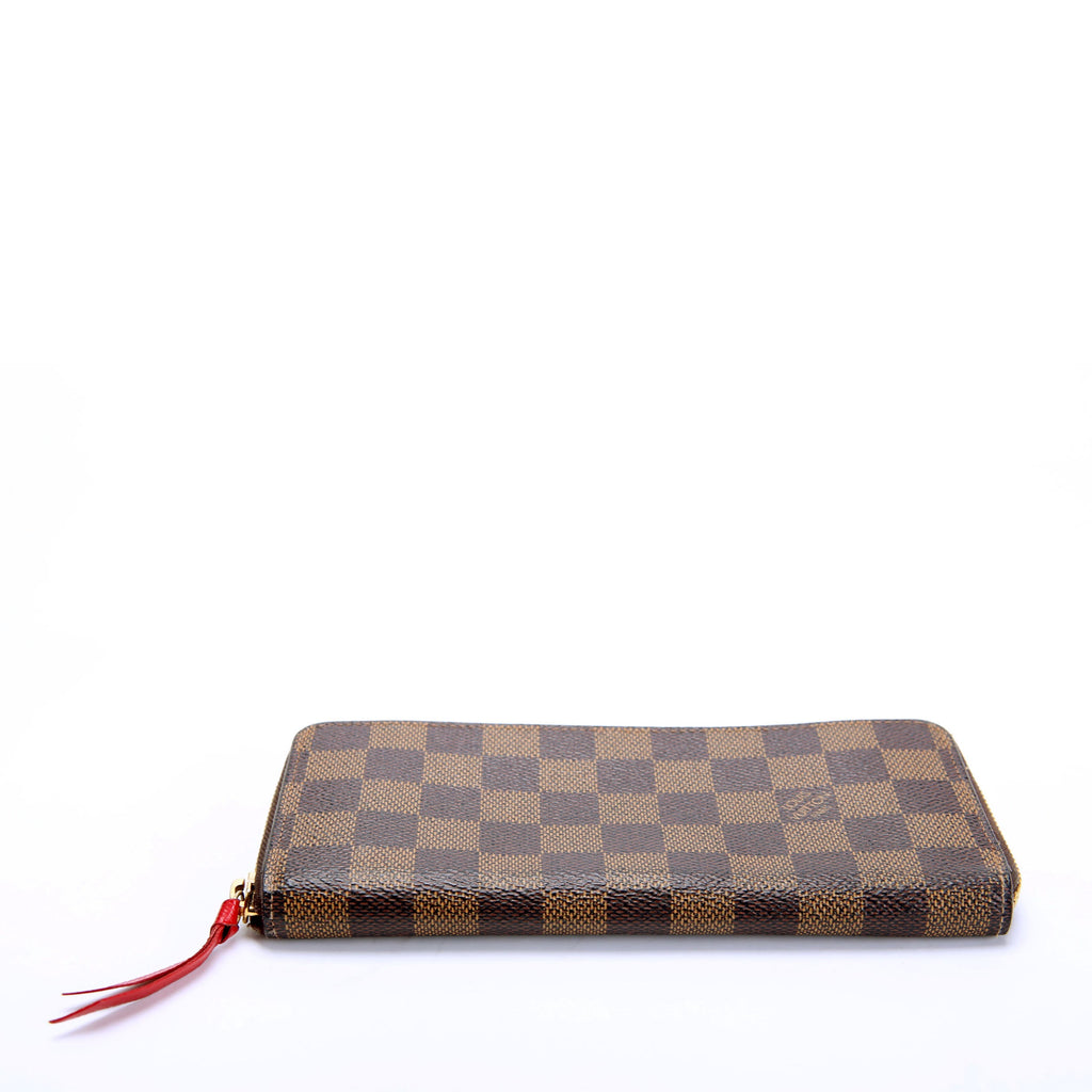 Louis Vuitton Clemence Wallet Damier Ebene Red