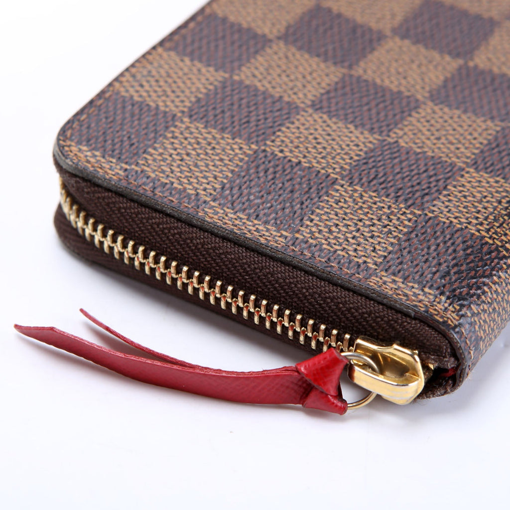 Louis Vuitton Clemence Wallet Damier Ebene Red