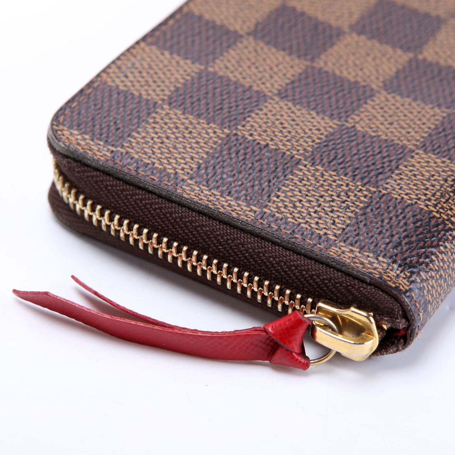 Louis Vuitton Clemence Wallet Damier Ebene Red