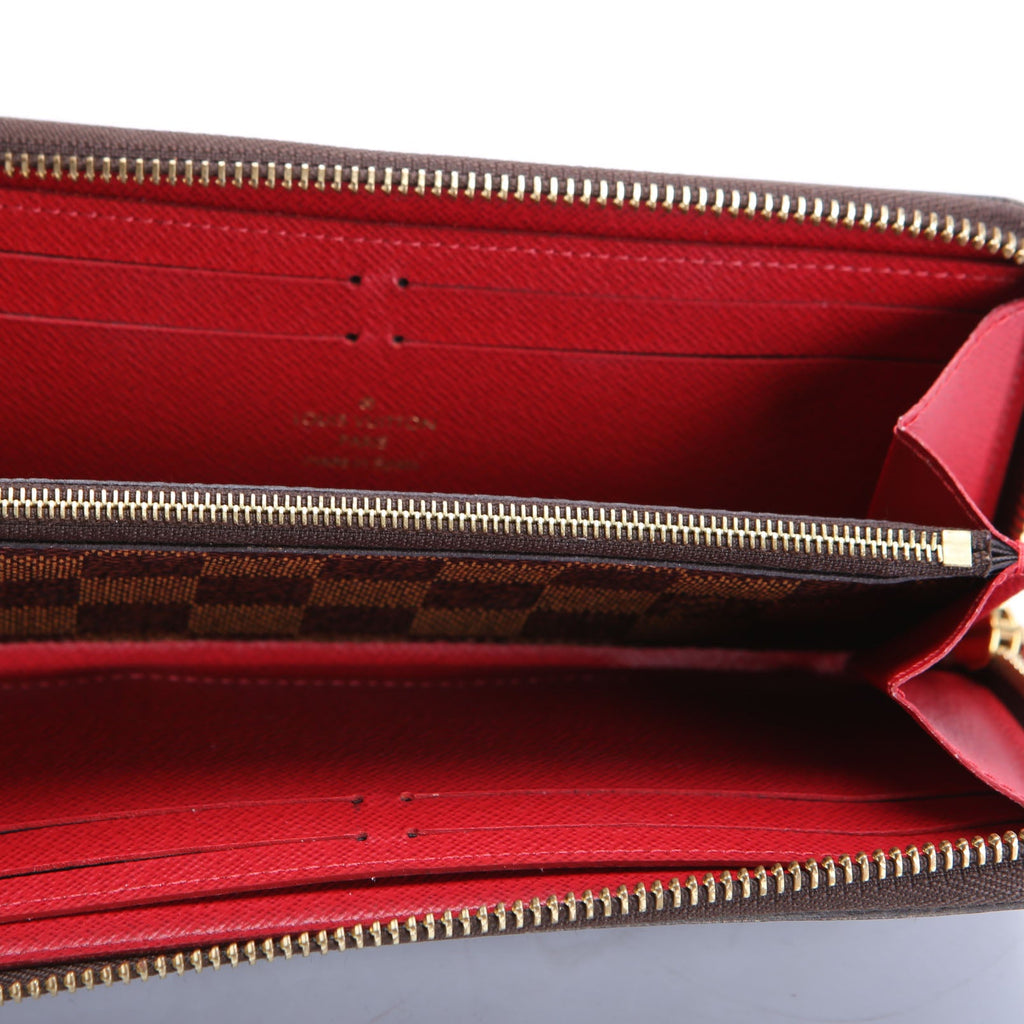 Louis Vuitton Clemence Wallet Damier Ebene Red