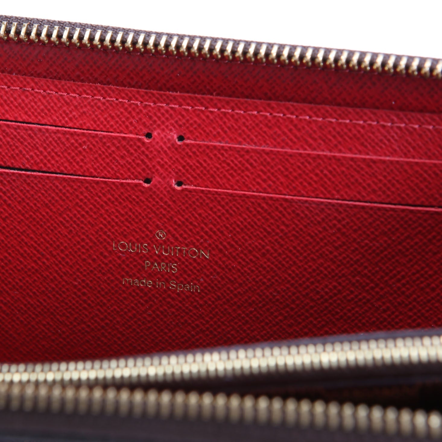 Louis Vuitton Clemence Wallet Damier Ebene Red