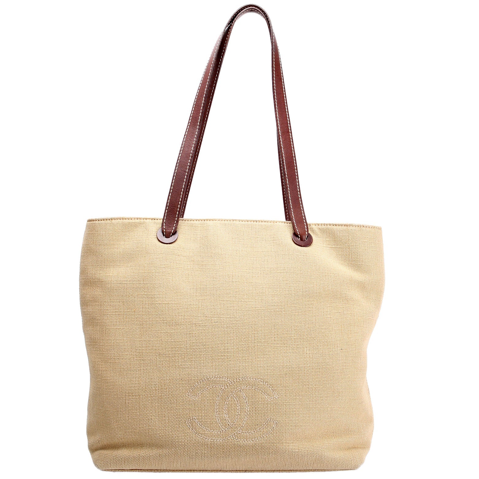 Chanel CC Canvas Tote Vintage Tan