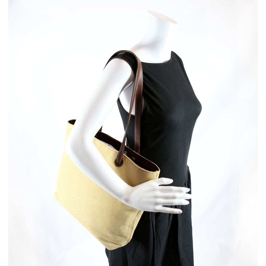 Chanel CC Canvas Tote Vintage Tan