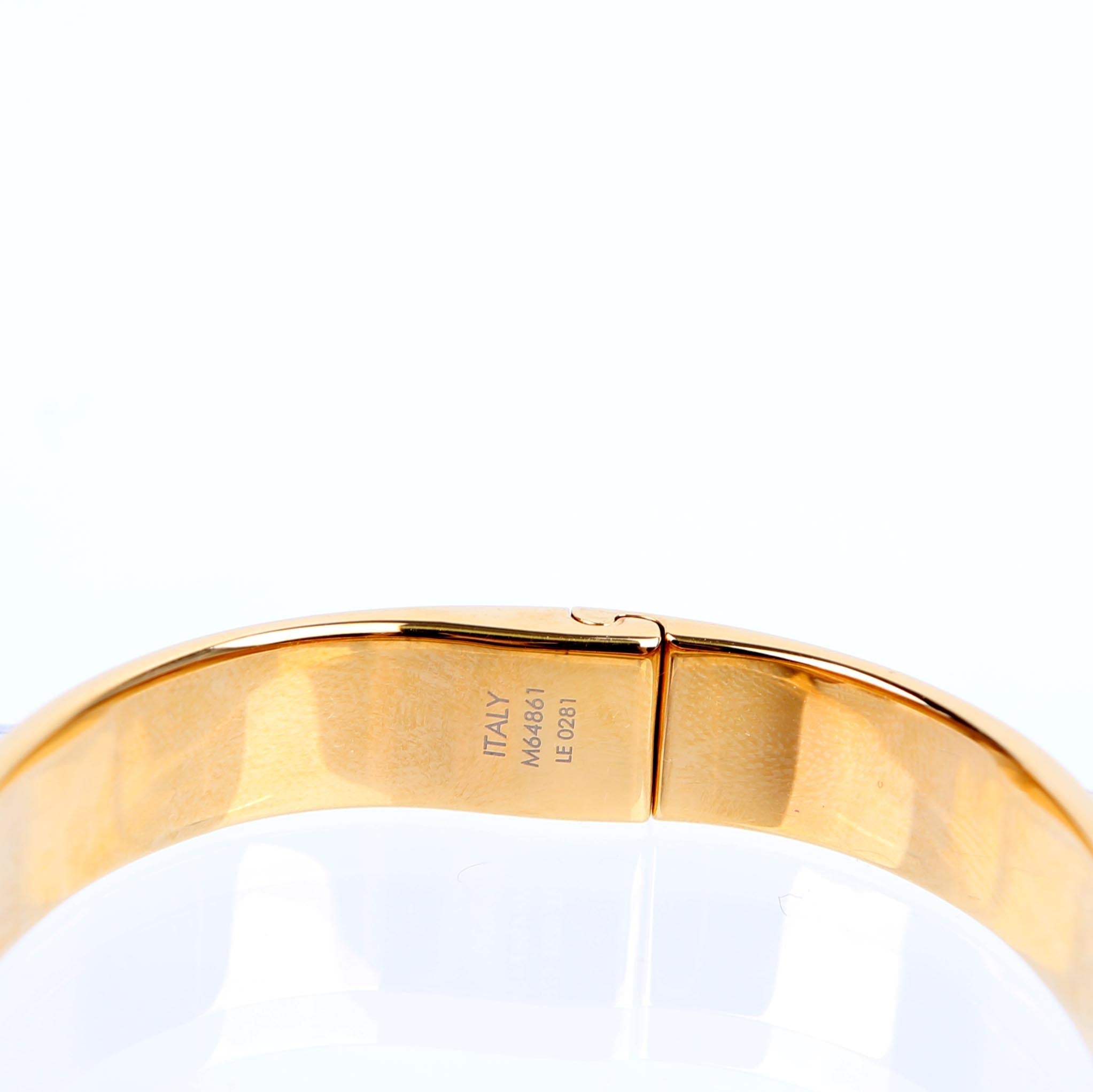 Louis Vuitton Nanogram Cuff W/Crystals Bracelet Size Medium Gold