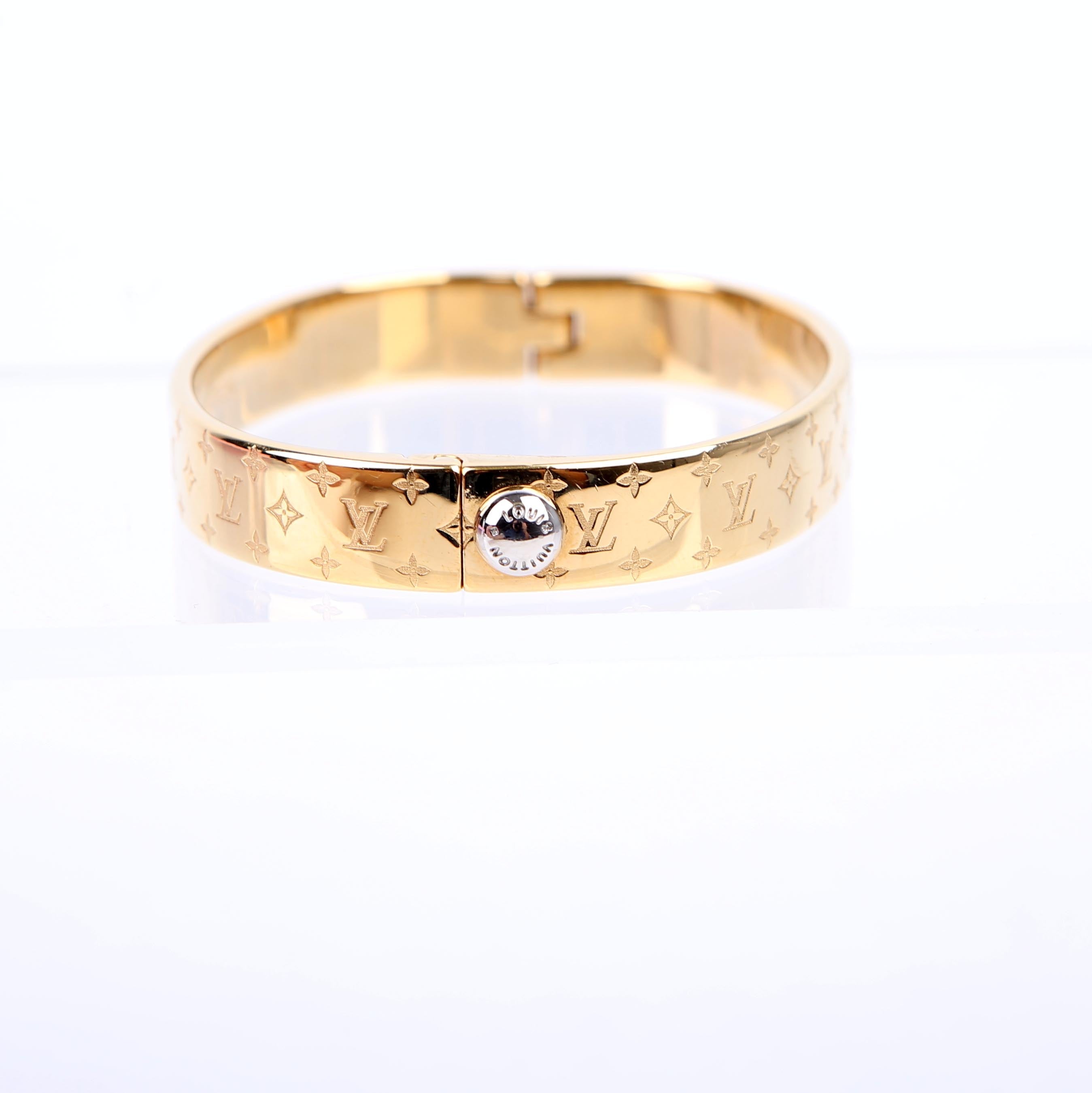 Louis Vuitton Nanogram Cuff Bracelet Size Medium Gold