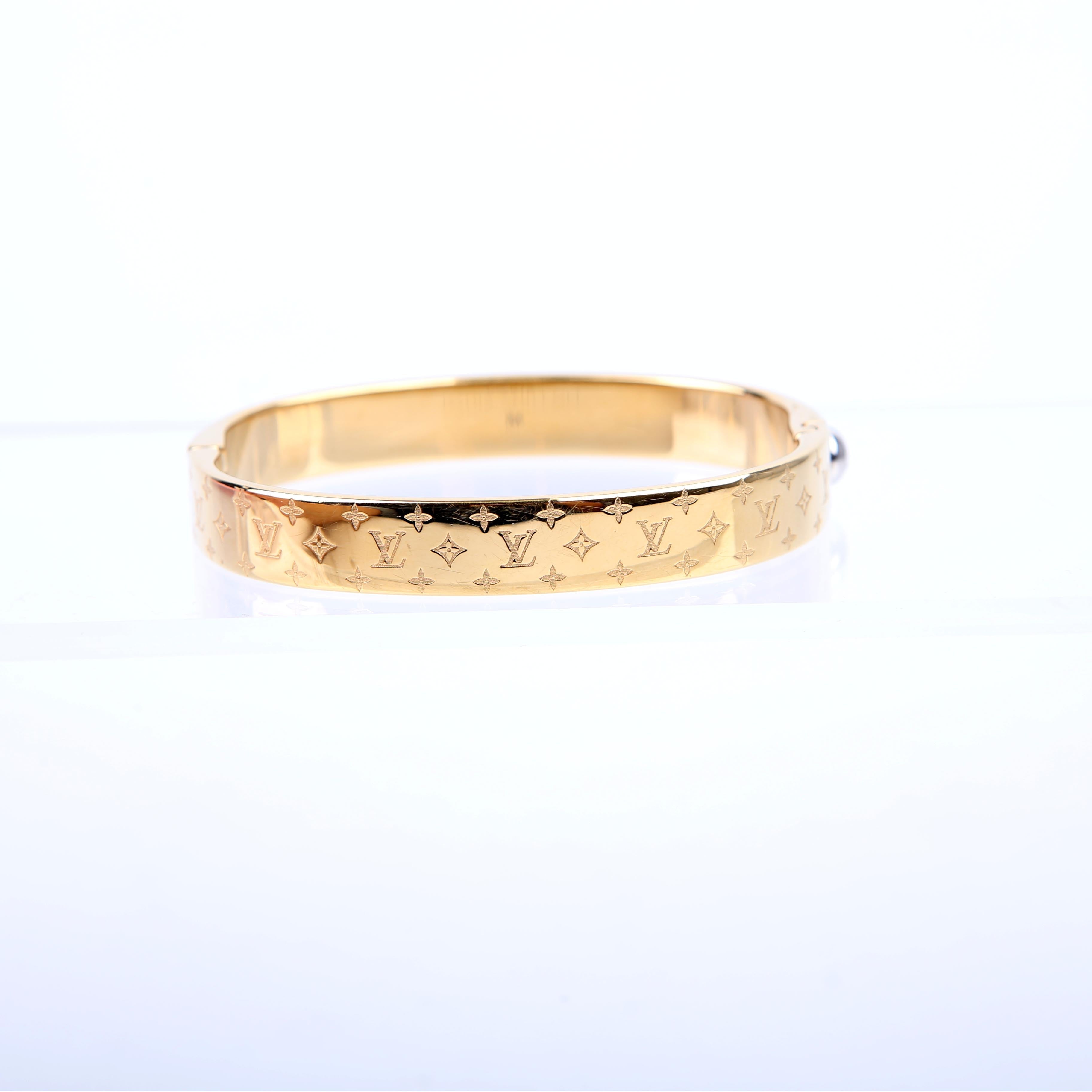 Louis Vuitton Nanogram Cuff Bracelet Size Medium Gold
