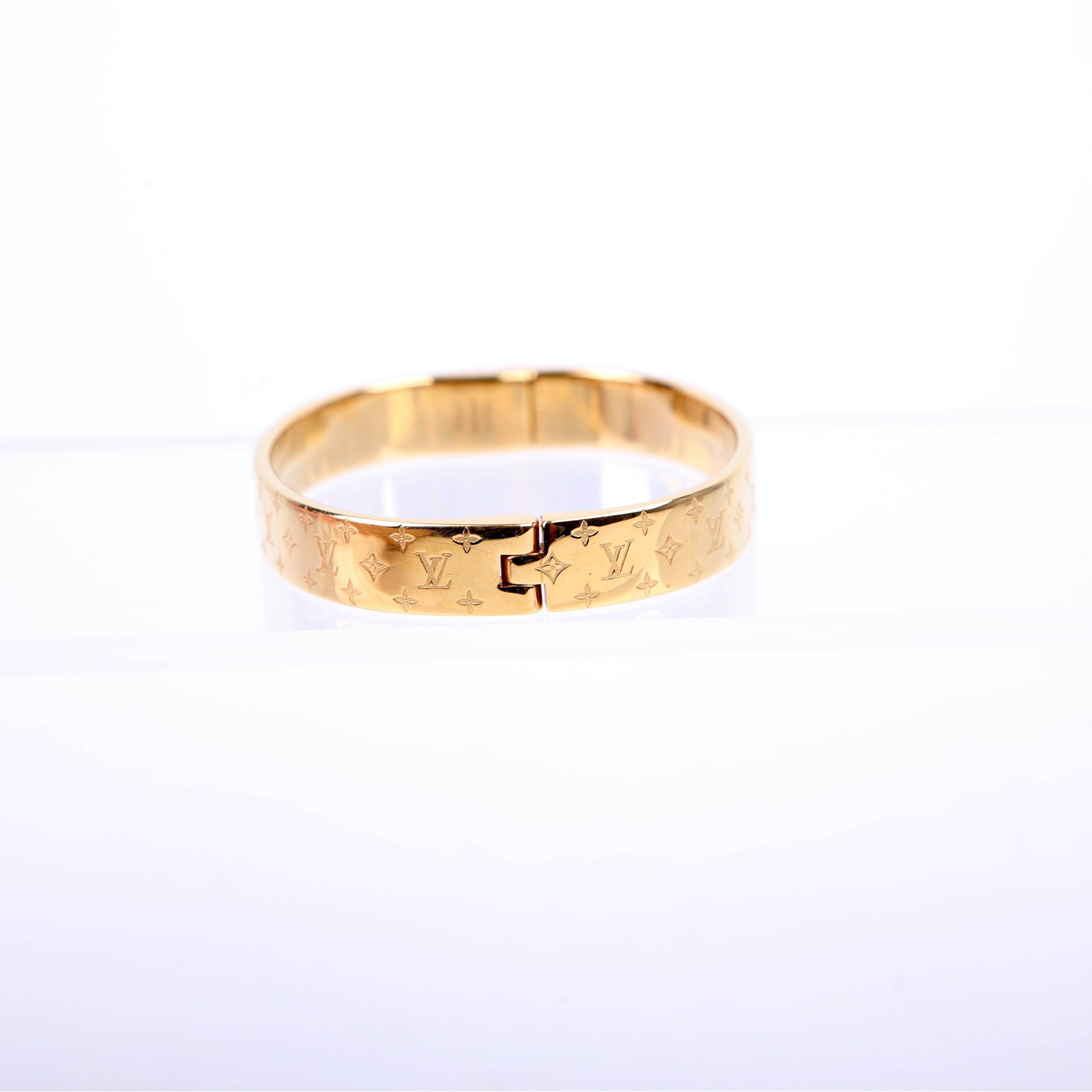 Louis Vuitton Nanogram Cuff Bracelet Size Medium Gold
