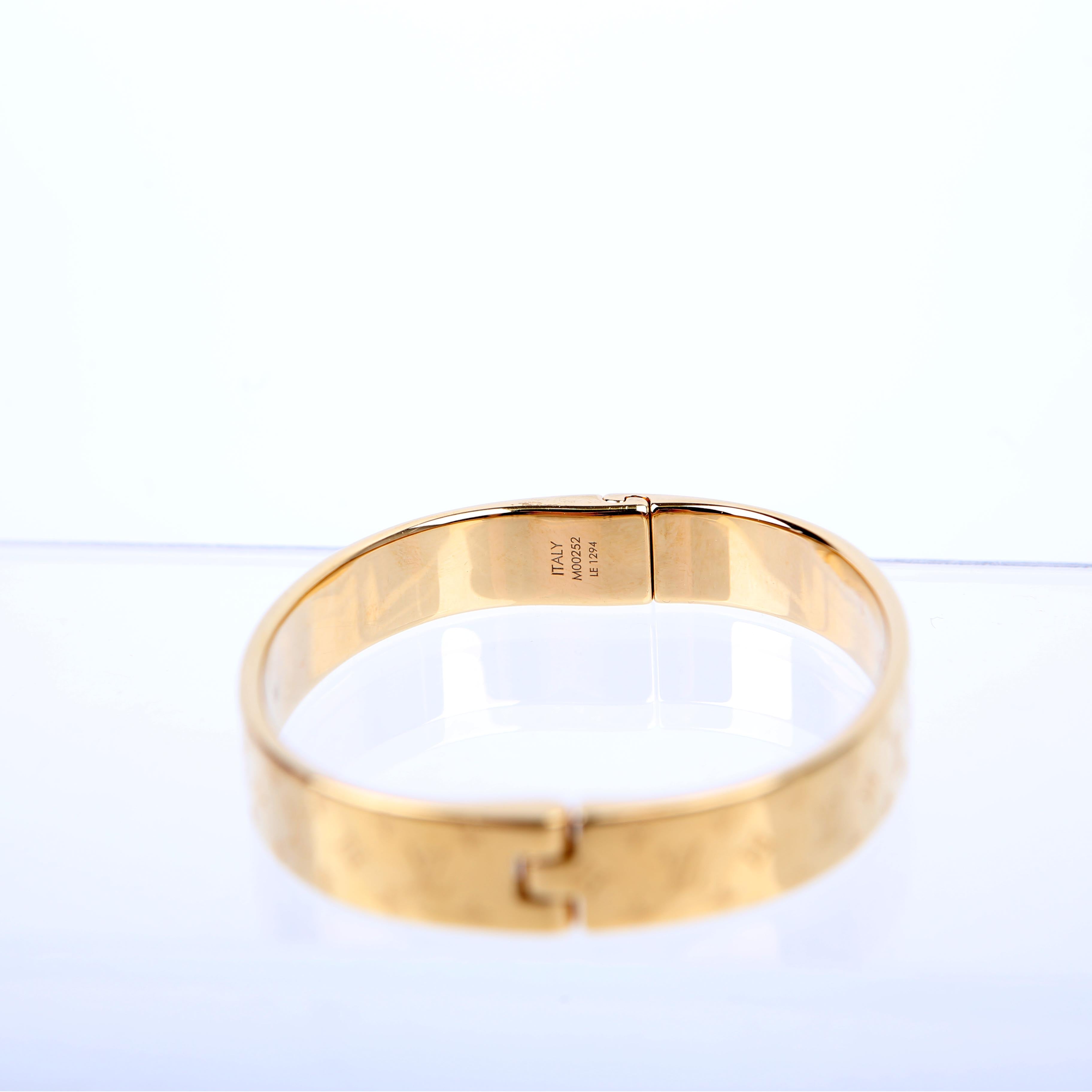 Louis Vuitton Nanogram Cuff Bracelet Size Medium Gold