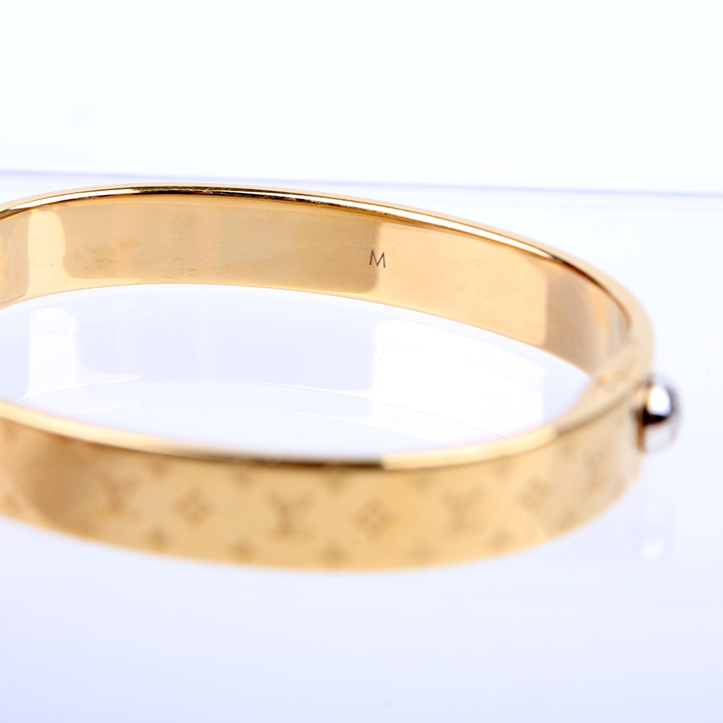 Louis Vuitton Nanogram Cuff Bracelet Size Medium Gold