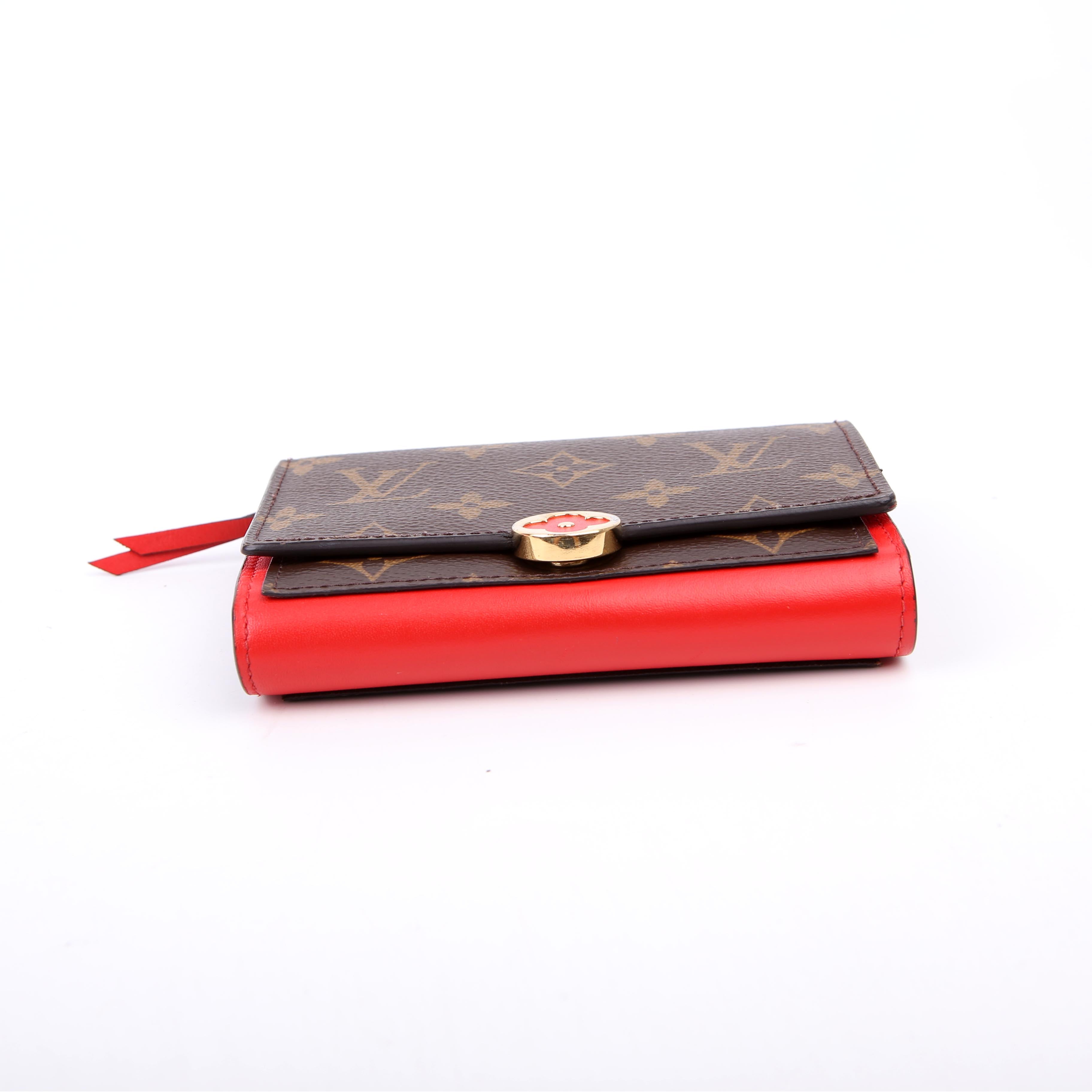 Louis Vuitton Flore Compact Wallet Monogram Red