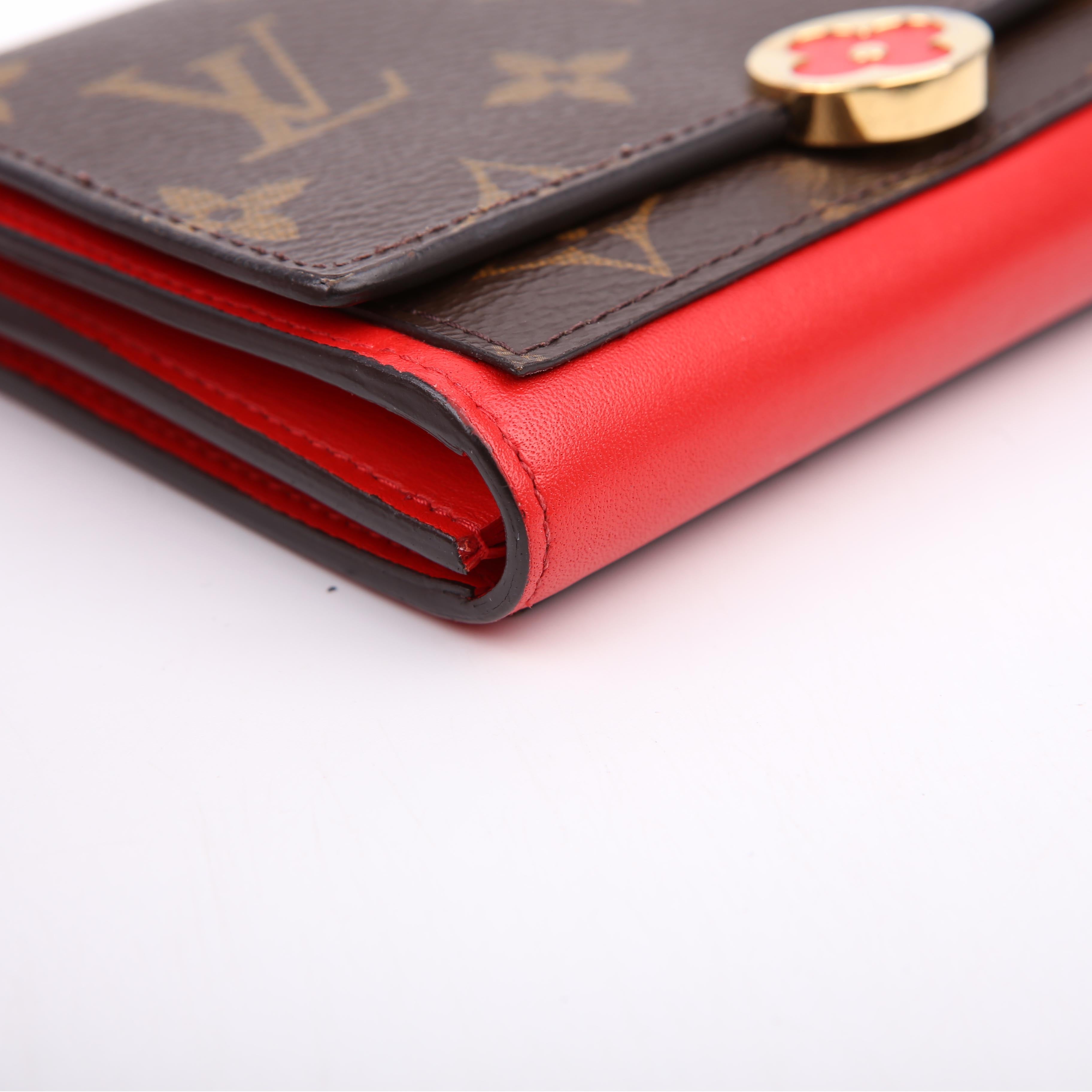 Louis Vuitton Flore Compact Wallet Monogram Red