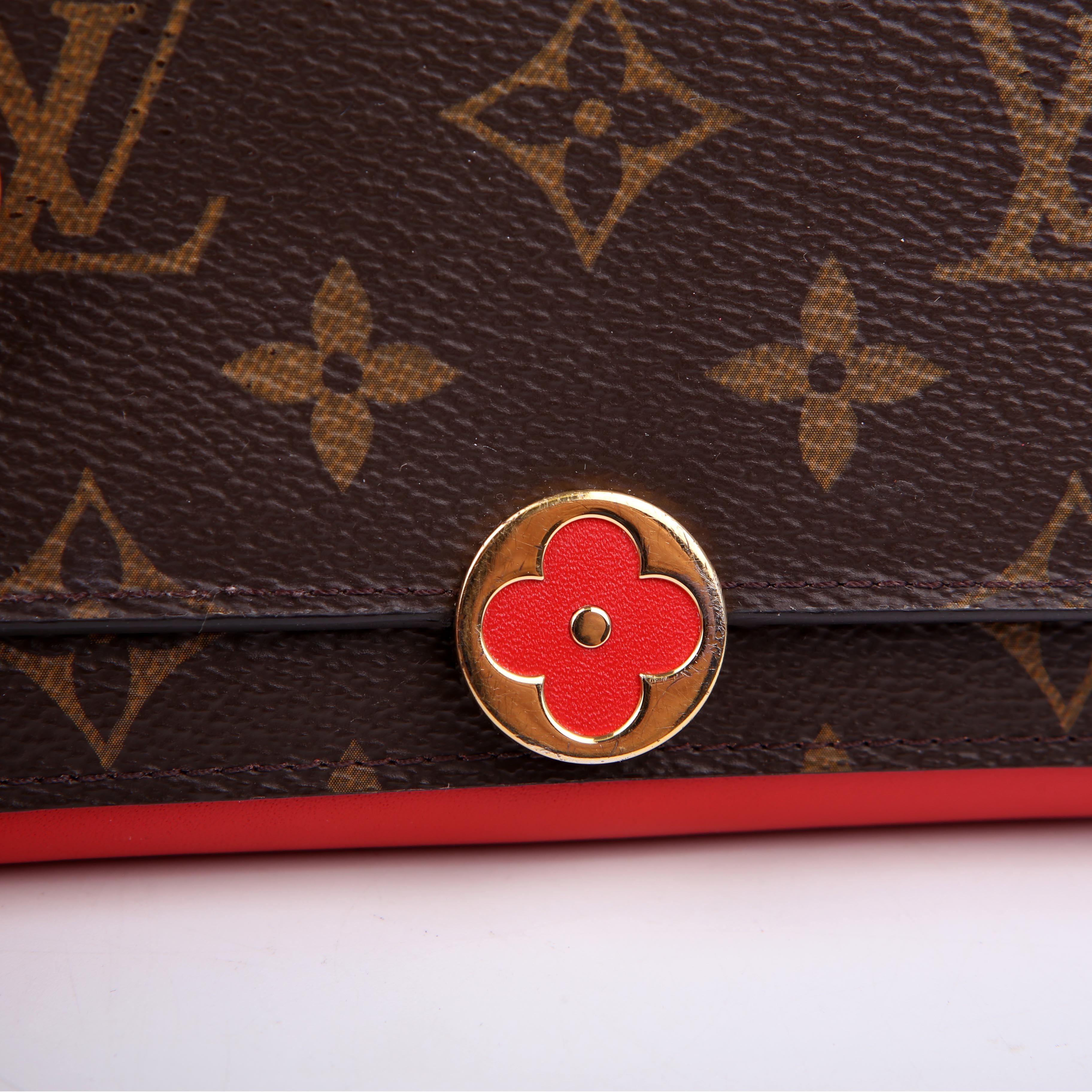 Louis Vuitton Flore Compact Wallet Monogram Red