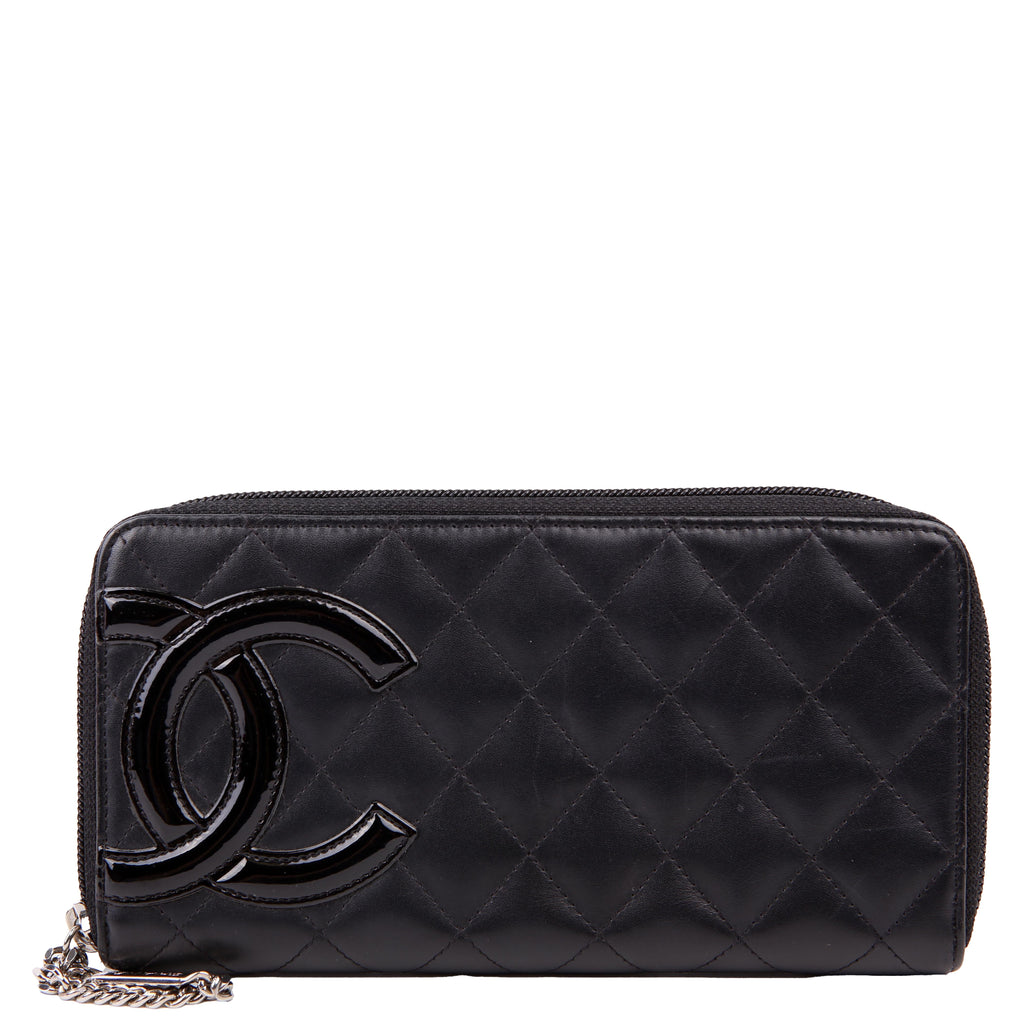 Chanel Cambon Ligne Zip Around Long Wallet Black