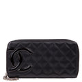Chanel Cambon Ligne Zip Around Long Wallet Black