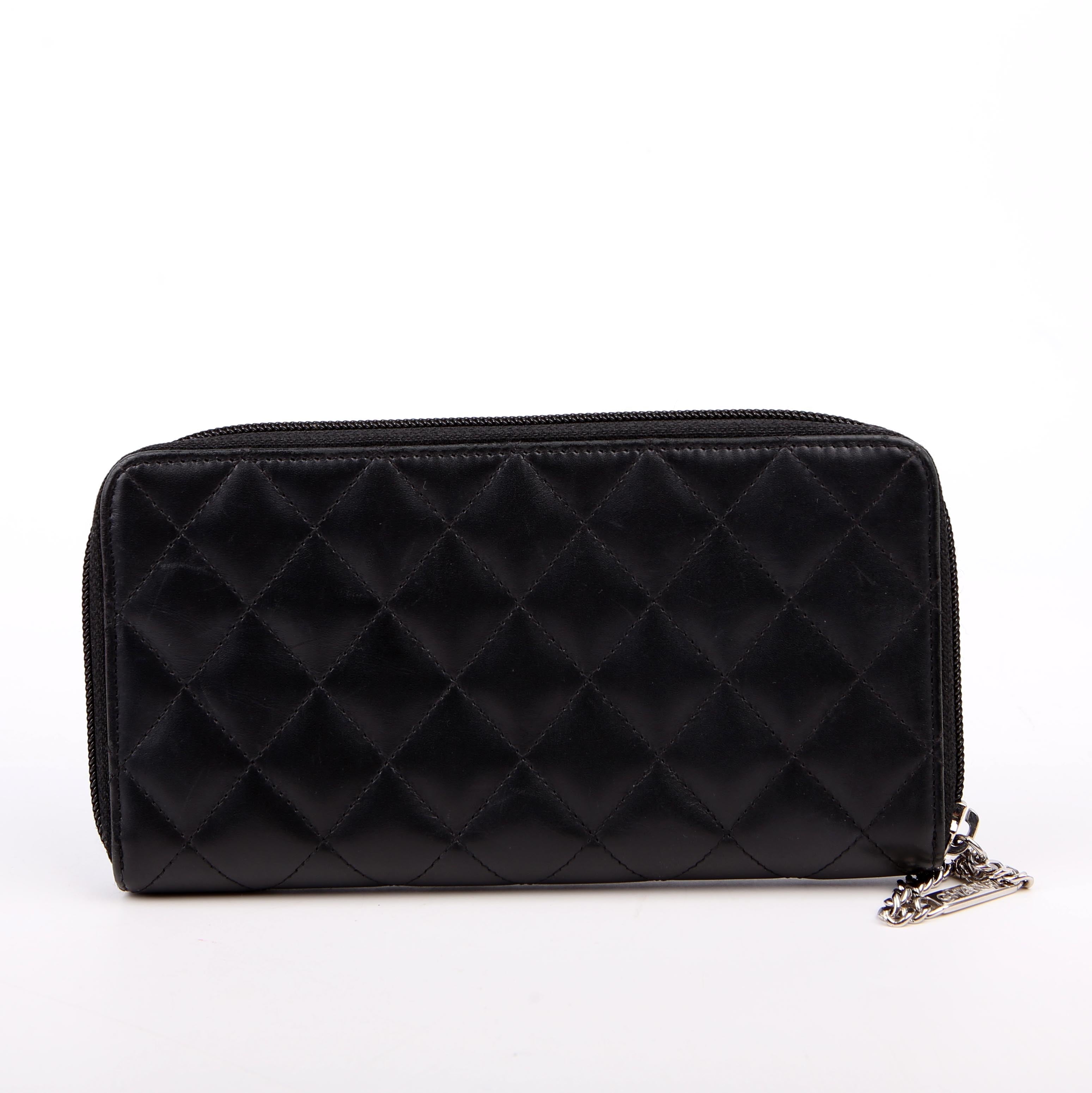 Chanel Cambon Ligne Zip Around Long Wallet Black