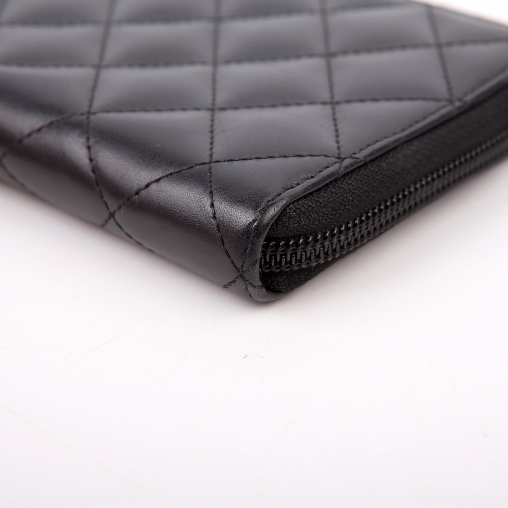 Chanel Cambon Ligne Zip Around Long Wallet Black