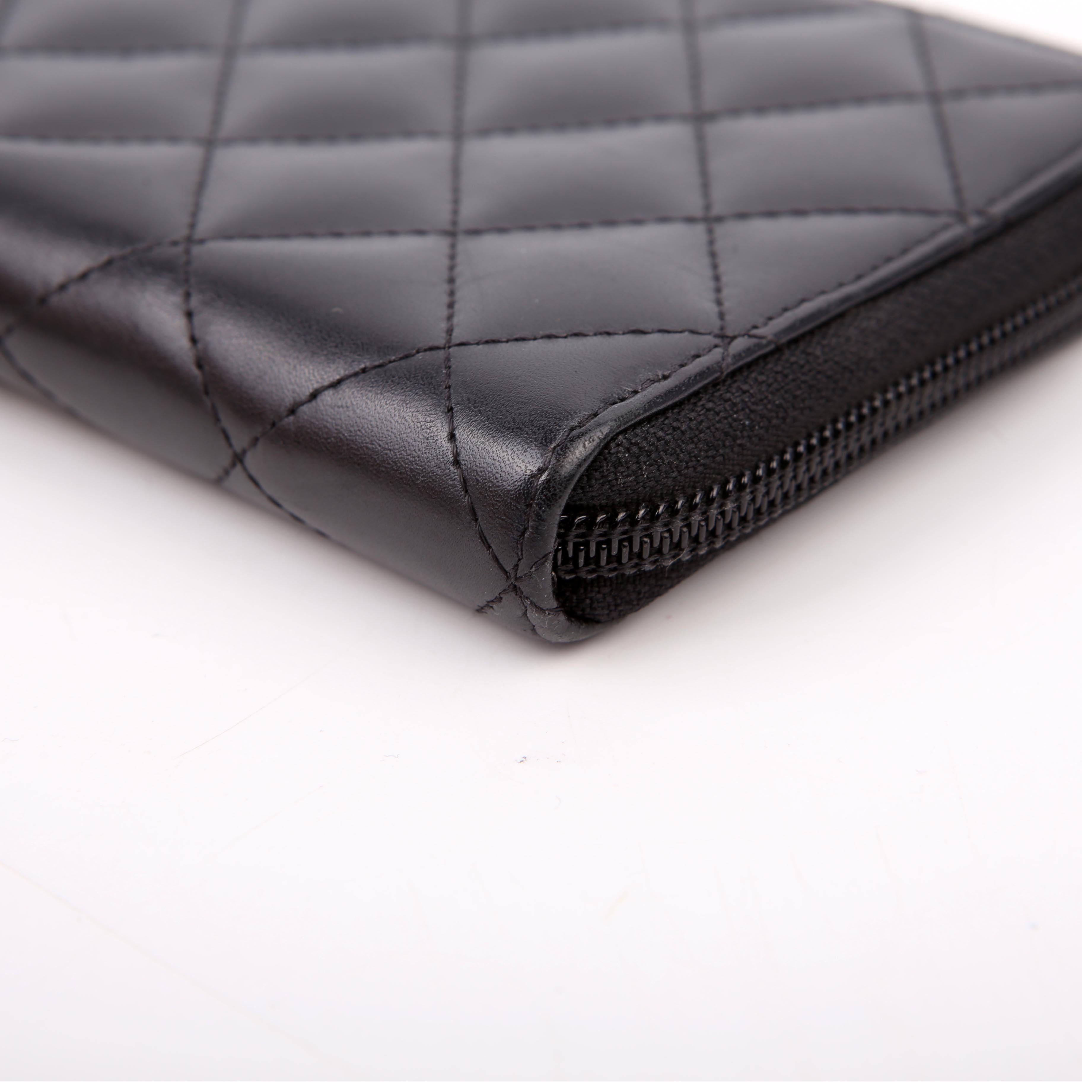 Chanel Cambon Ligne Zip Around Long Wallet Black