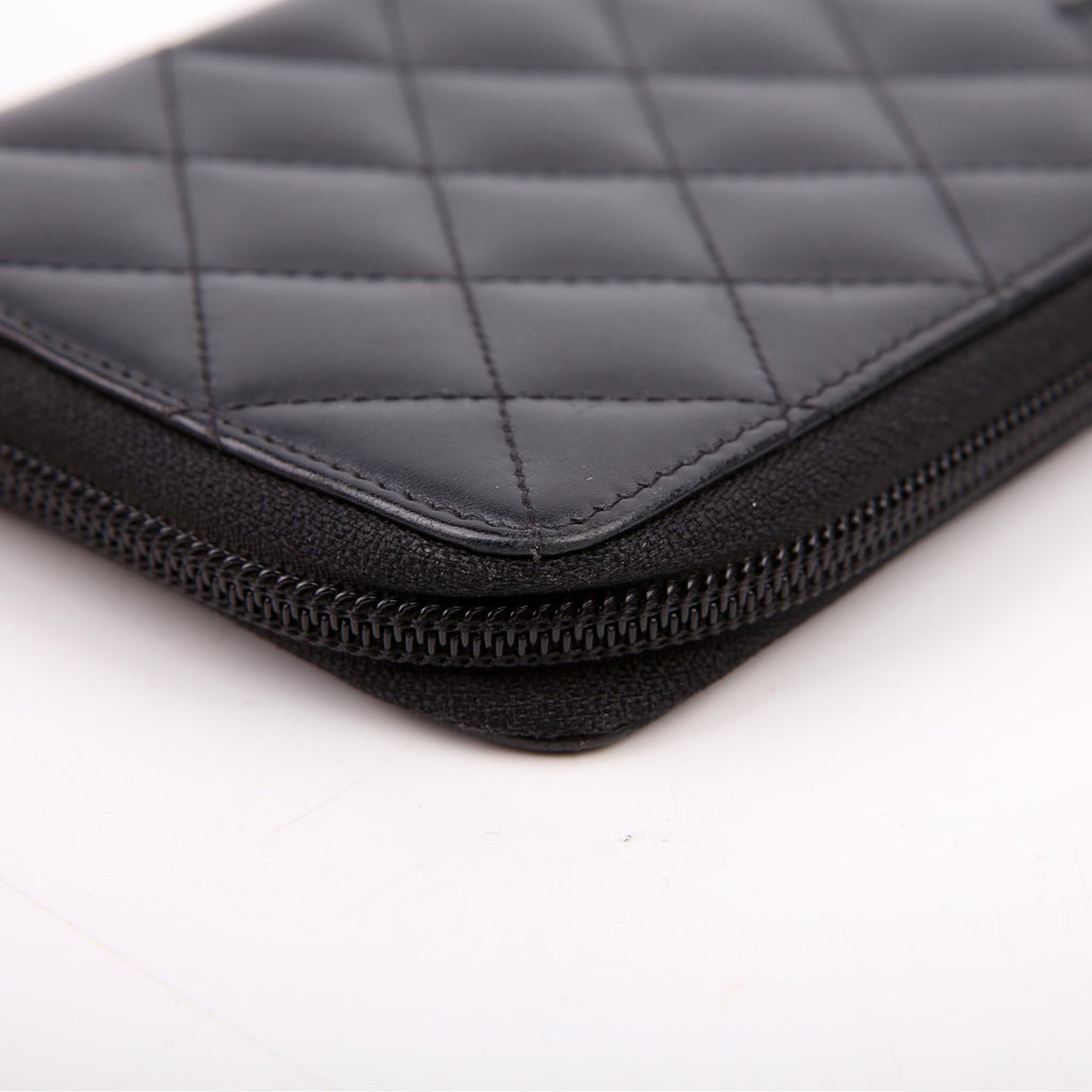 Chanel Cambon Ligne Zip Around Long Wallet Black