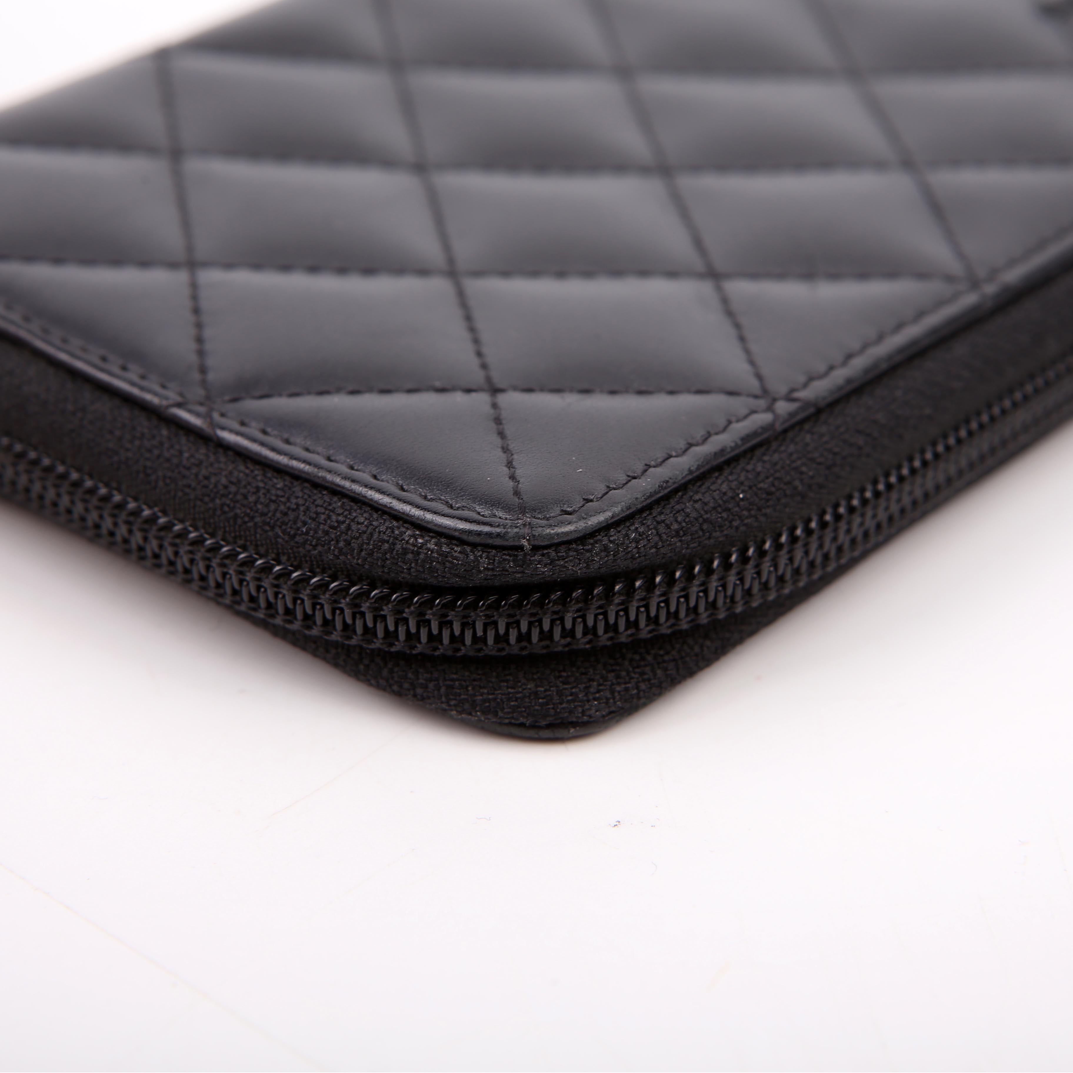 Chanel Cambon Ligne Zip Around Long Wallet Black