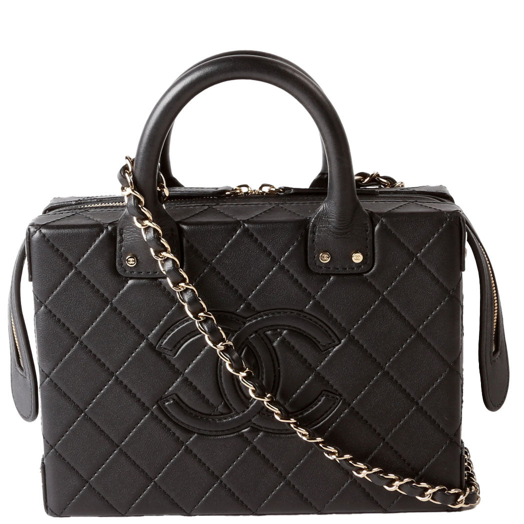 Chanel Studded Square Vanity Case Calfskin RFID Black