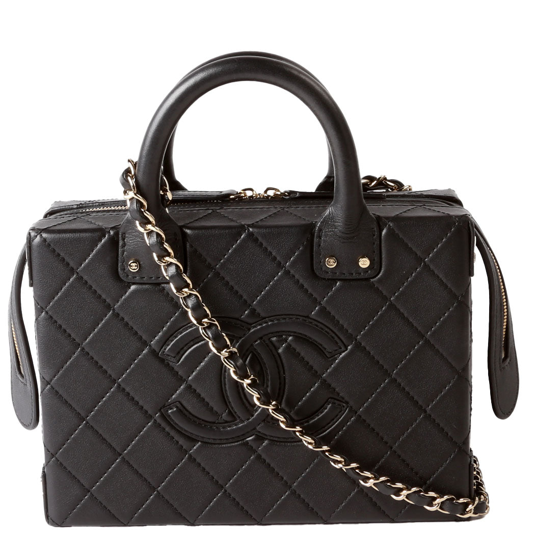 Chanel Studded Square Vanity Case Calfskin RFID Black