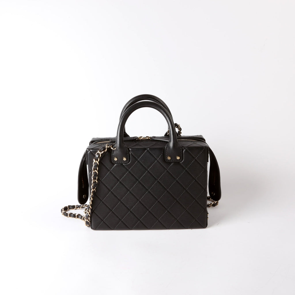 Chanel Studded Square Vanity Case Calfskin RFID Black