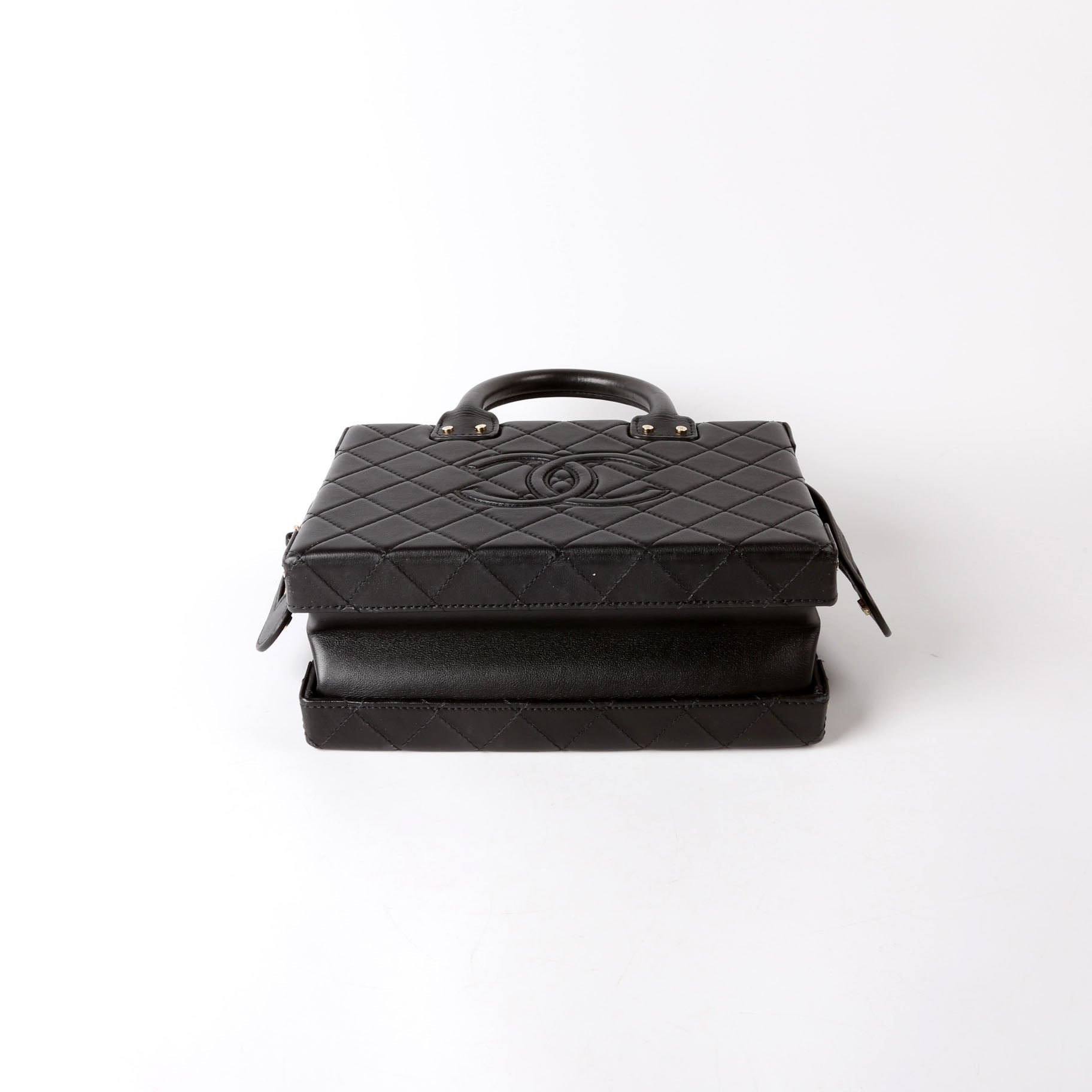 Chanel Studded Square Vanity Case Calfskin RFID Black