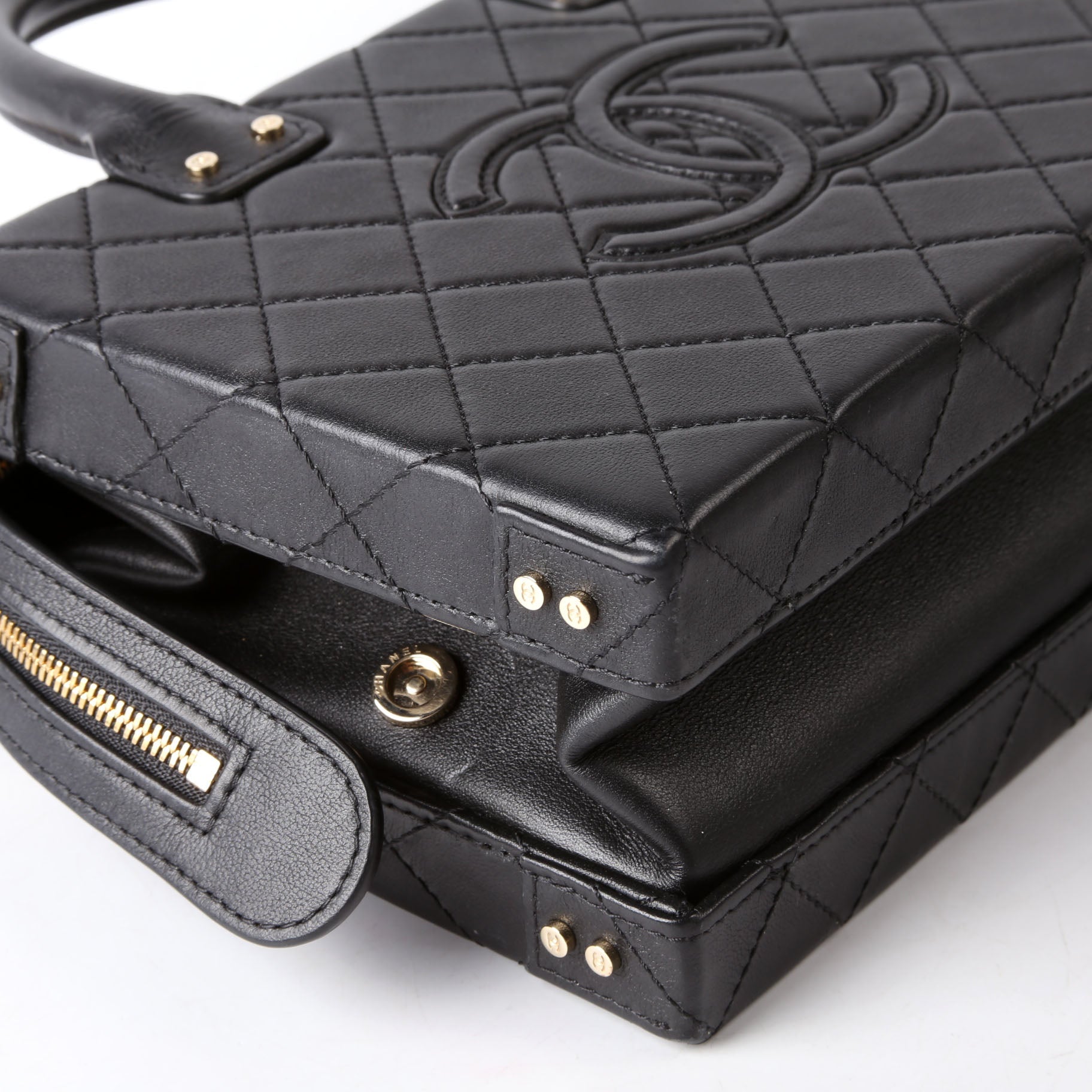 Chanel Studded Square Vanity Case Calfskin RFID Black