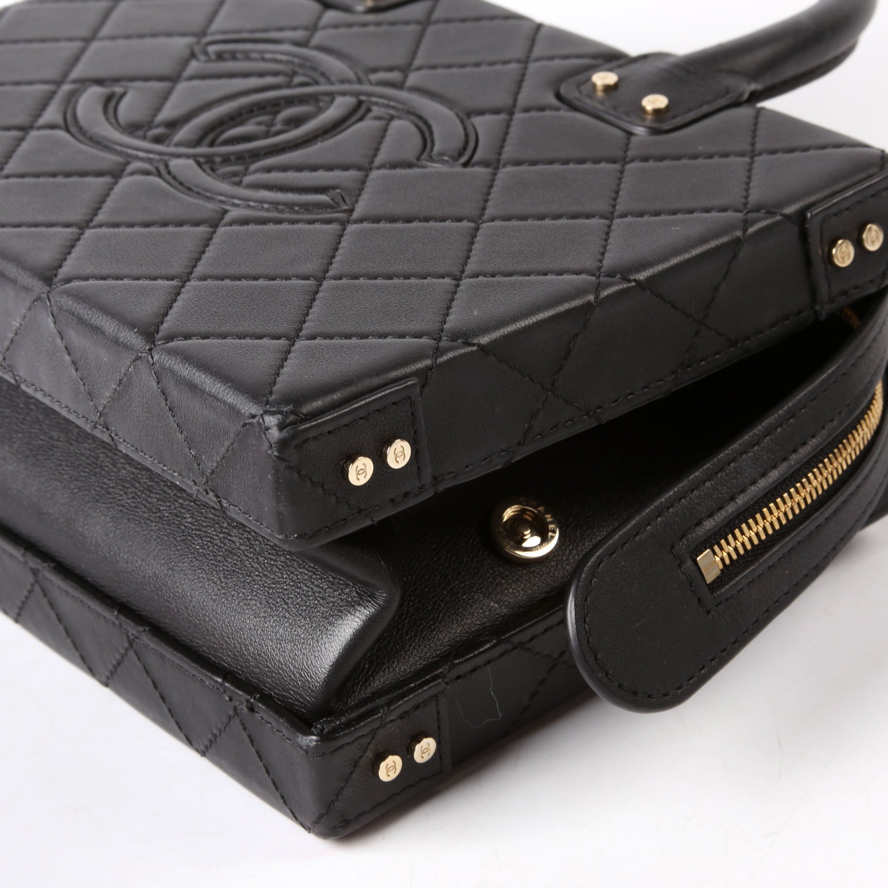 Chanel Studded Square Vanity Case Calfskin RFID Black