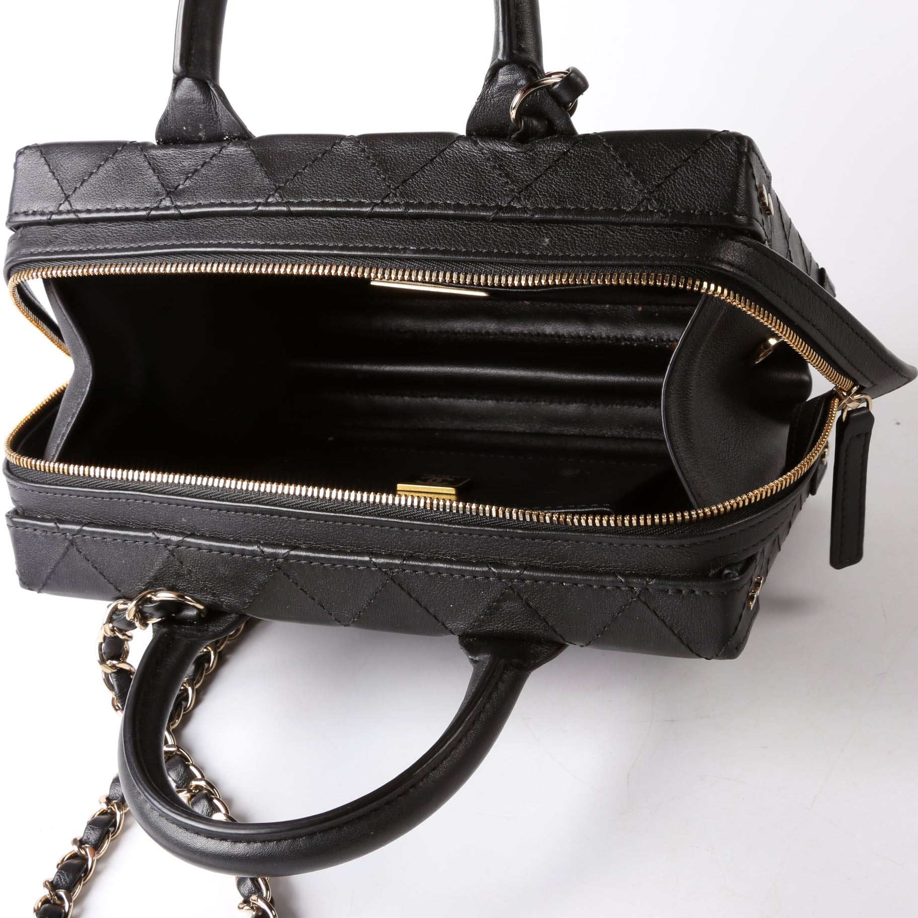 Chanel Studded Square Vanity Case Calfskin RFID Black