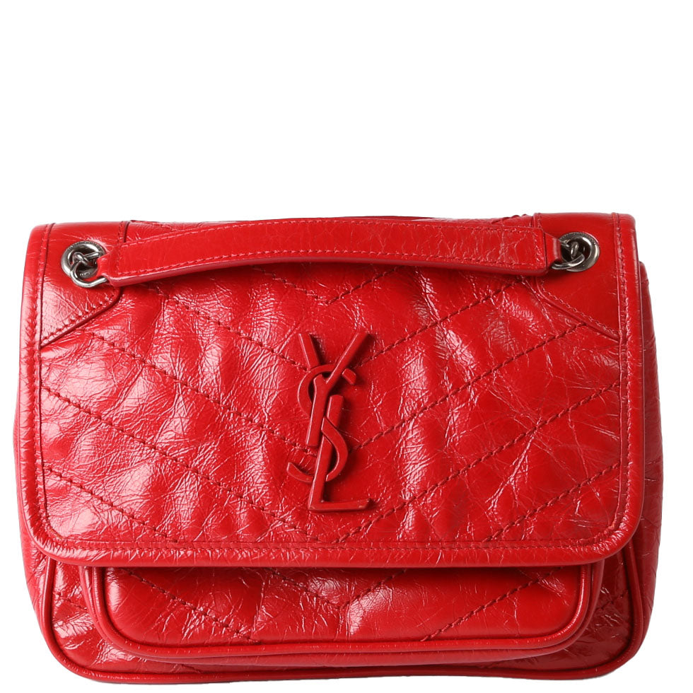 Saint Laurent Niki Baby Crinkle Leather 533037 Red