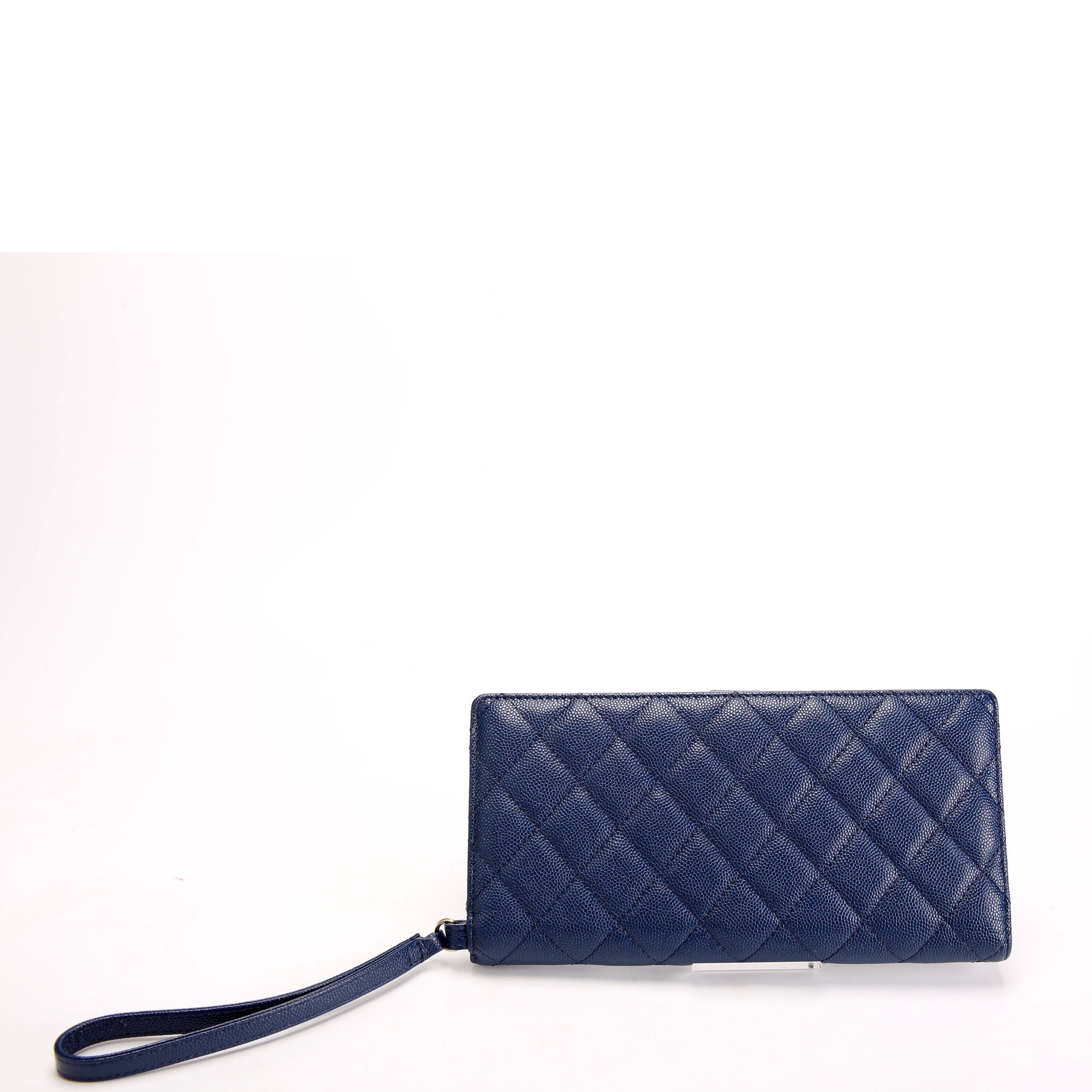 Chanel CC Wristlet Wallet Long Caviar 27M Blue