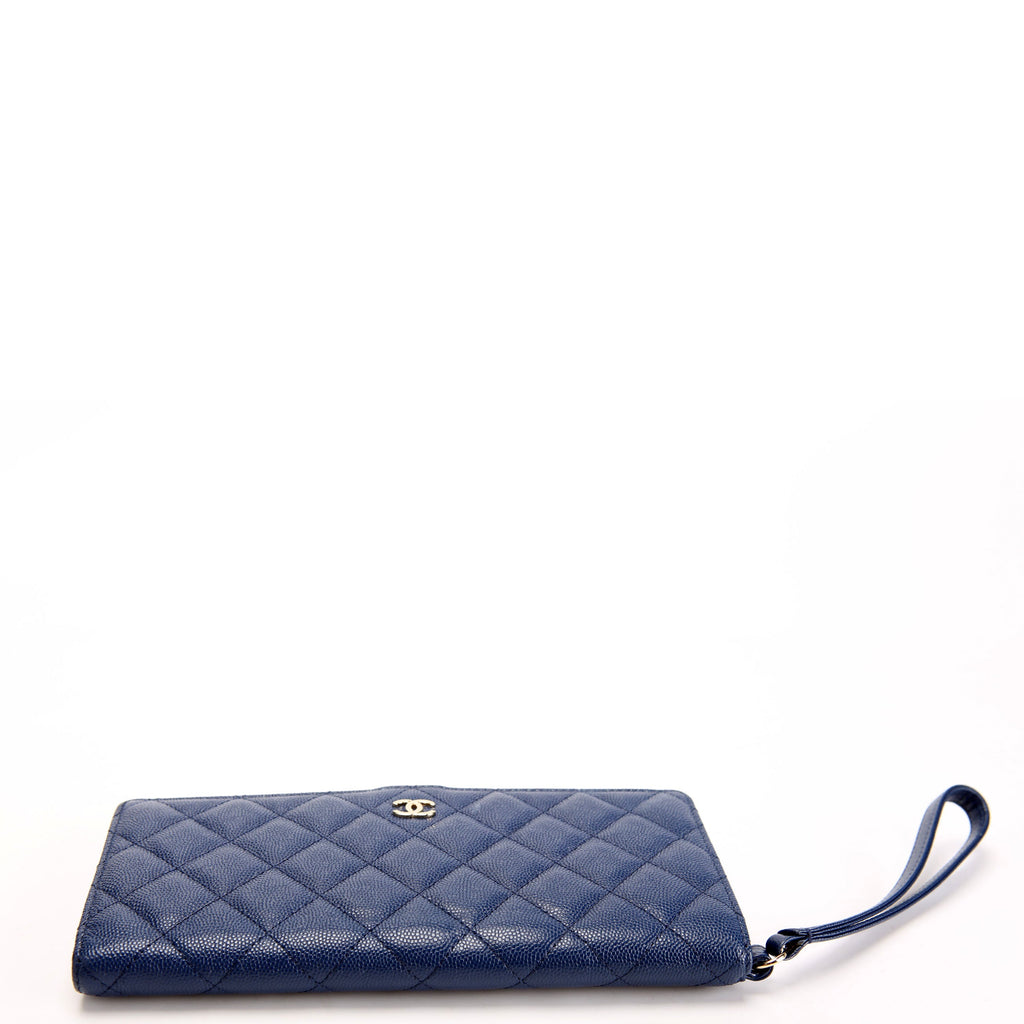 Chanel CC Wristlet Wallet Long Caviar 27M Blue
