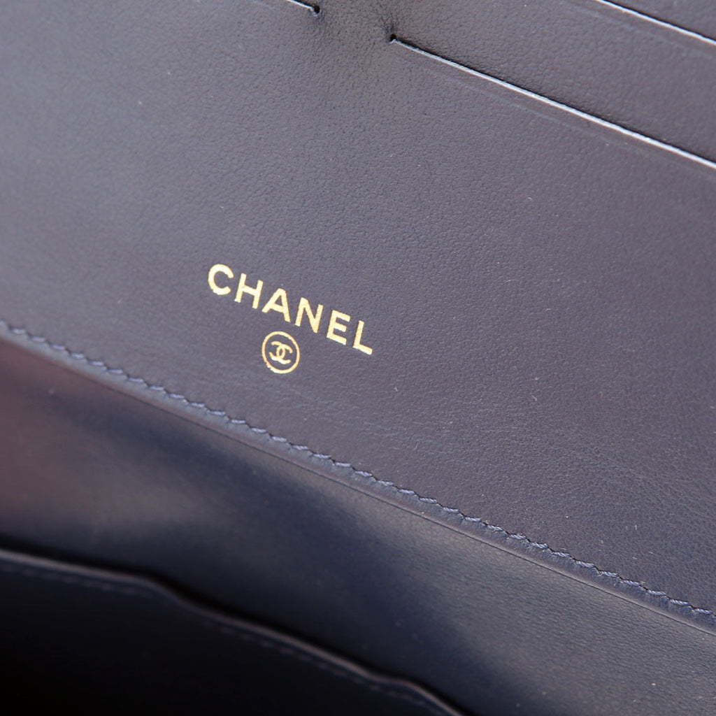 Chanel CC Wristlet Wallet Long Caviar 27M Blue