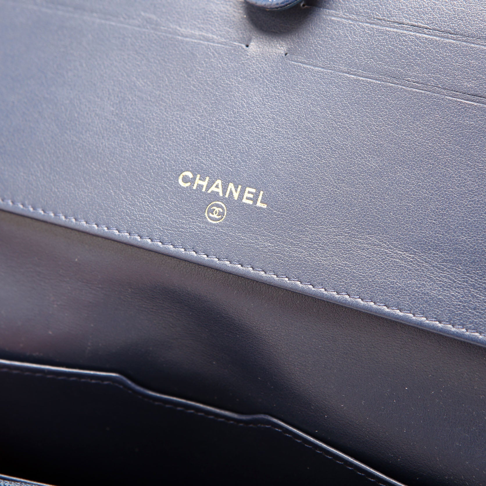 Chanel CC Wristlet Wallet Long Caviar 27M Blue