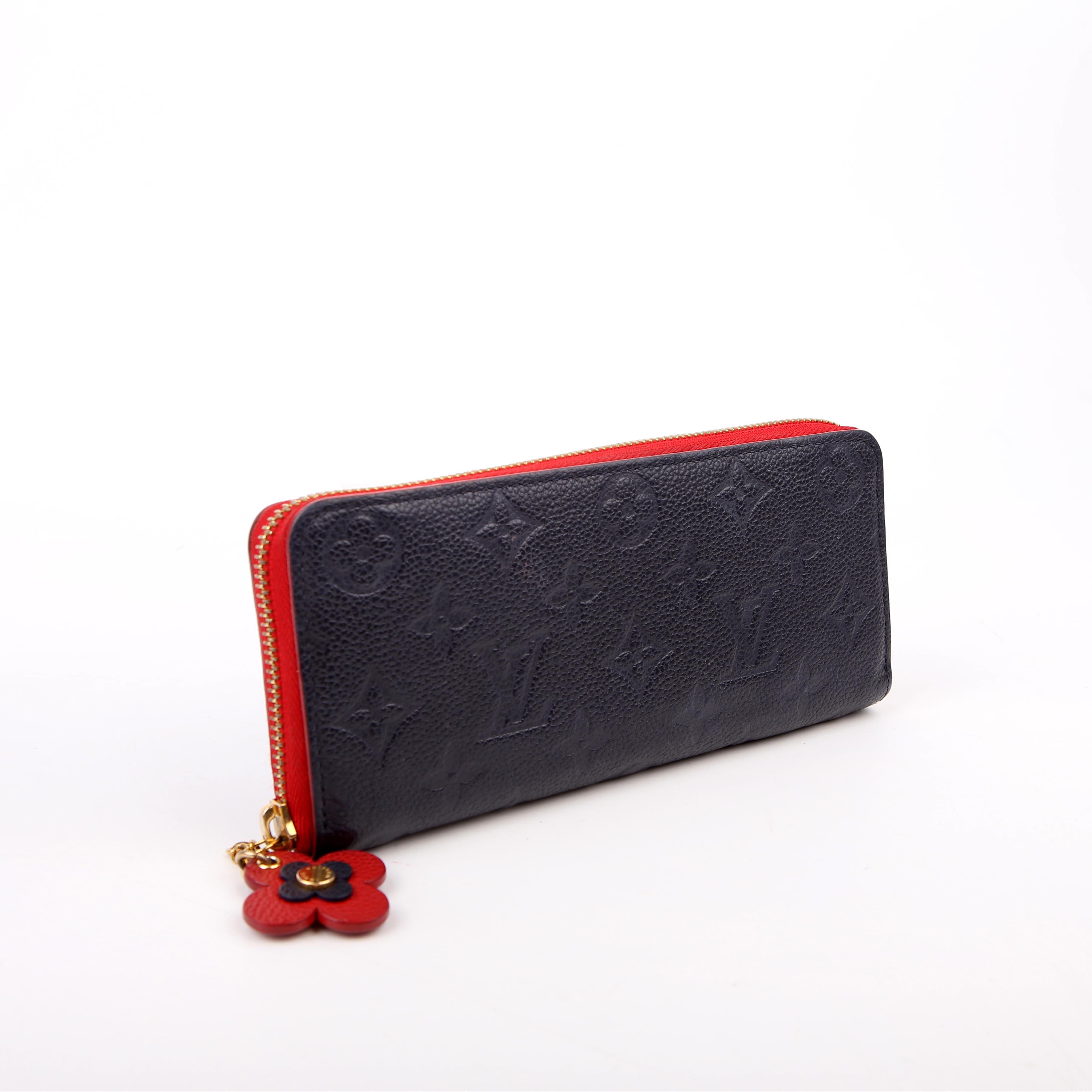 Louis Vuitton Clemence Wallet Flower Empreinte Navy/Red