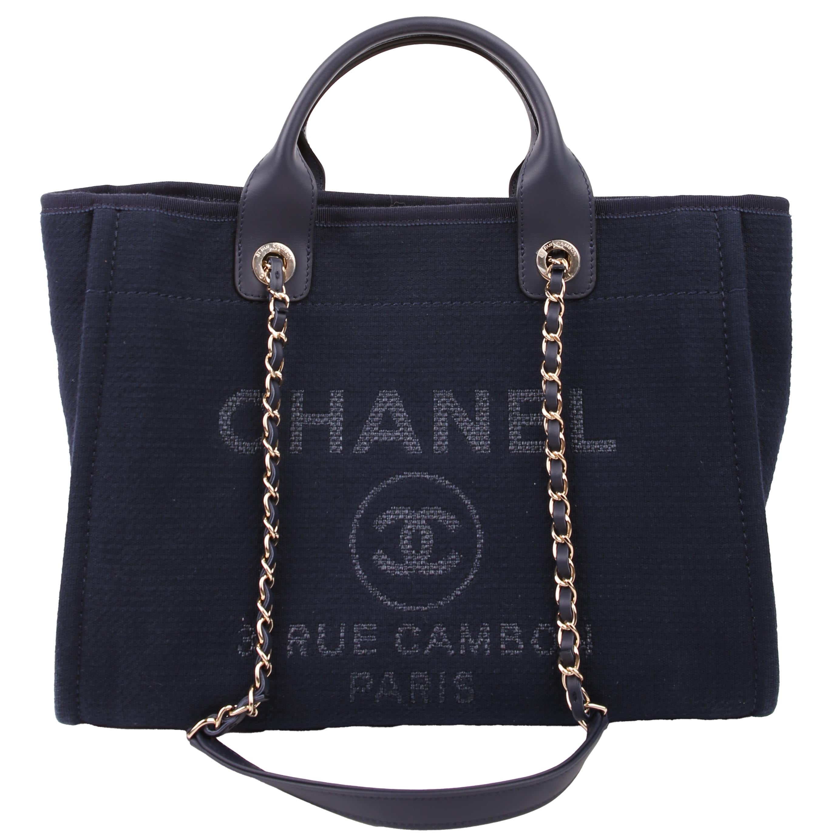 Chanel Deauville Small With Pouch Mixed Fibers Navy