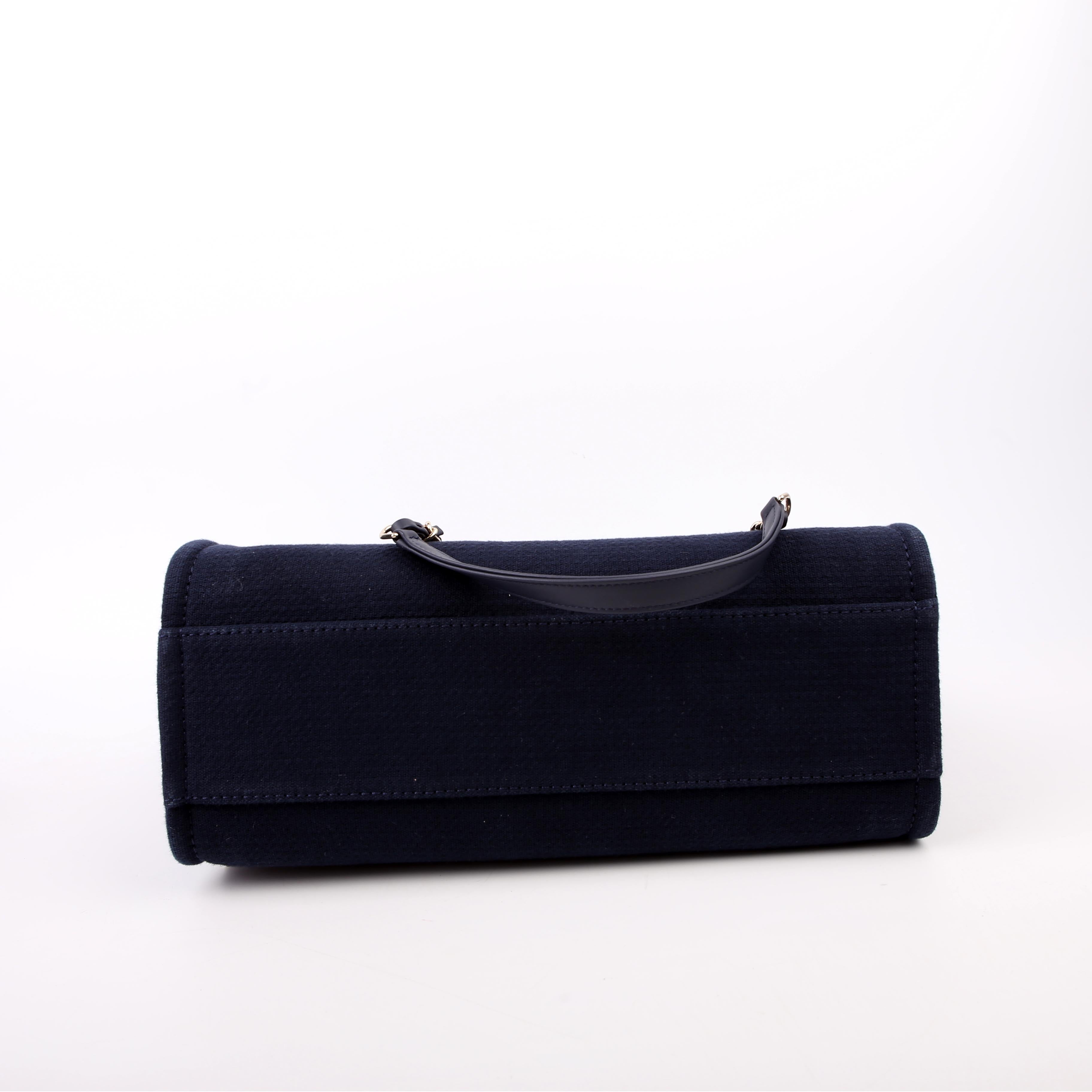 Chanel Deauville Small With Pouch Mixed Fibers Navy