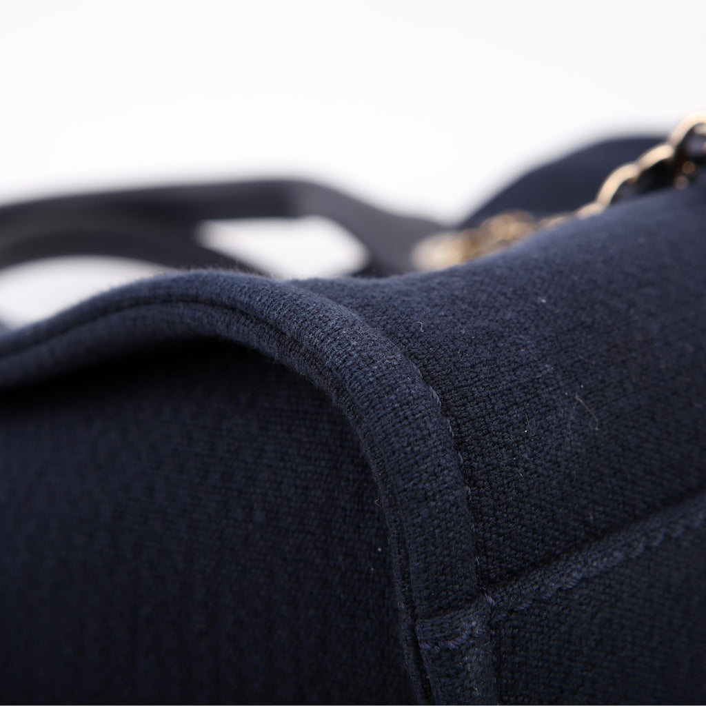 Chanel Deauville Small With Pouch Mixed Fibers Navy
